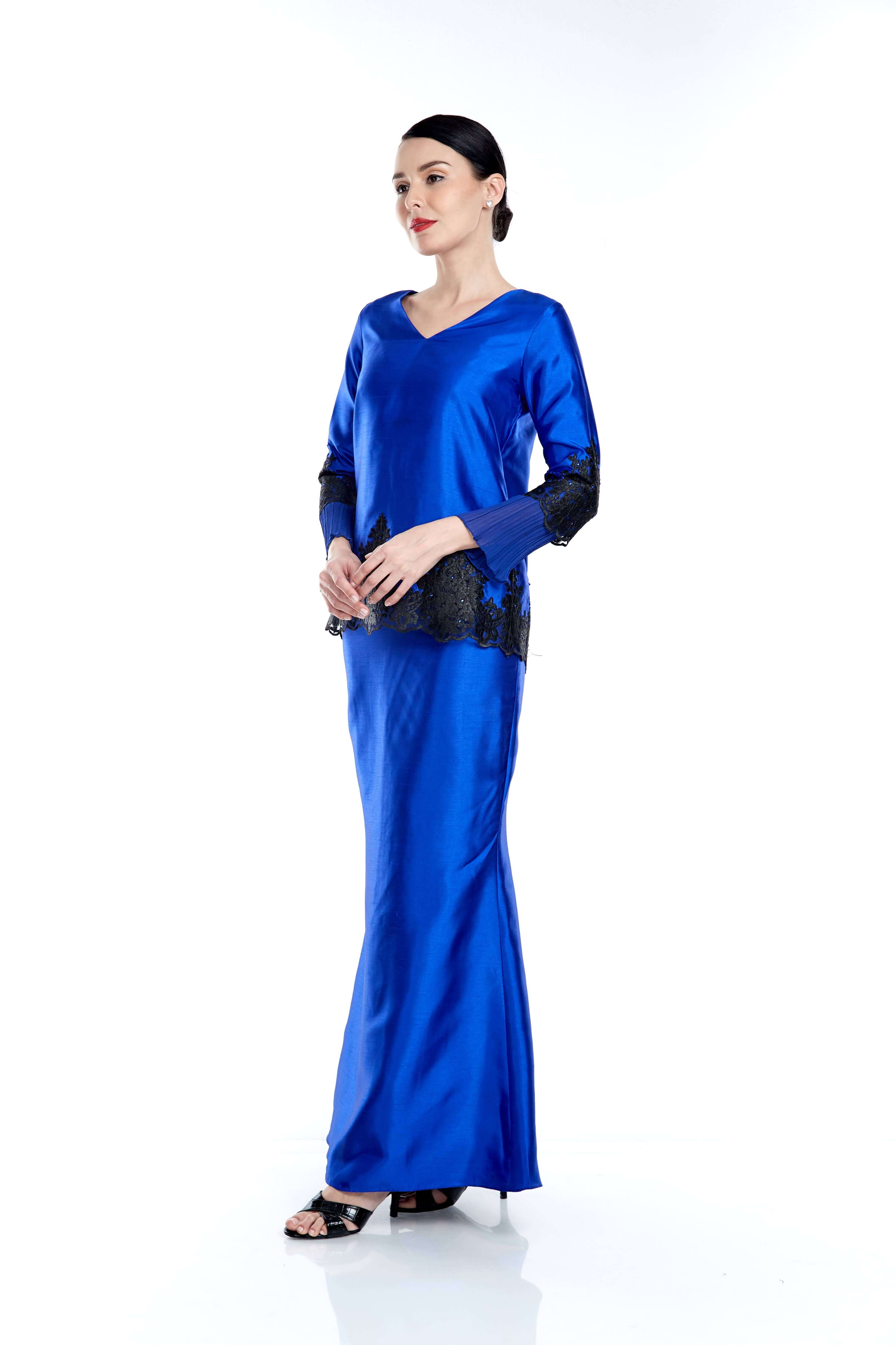 Royal Blue Top With Pleated Sleeve (4)
