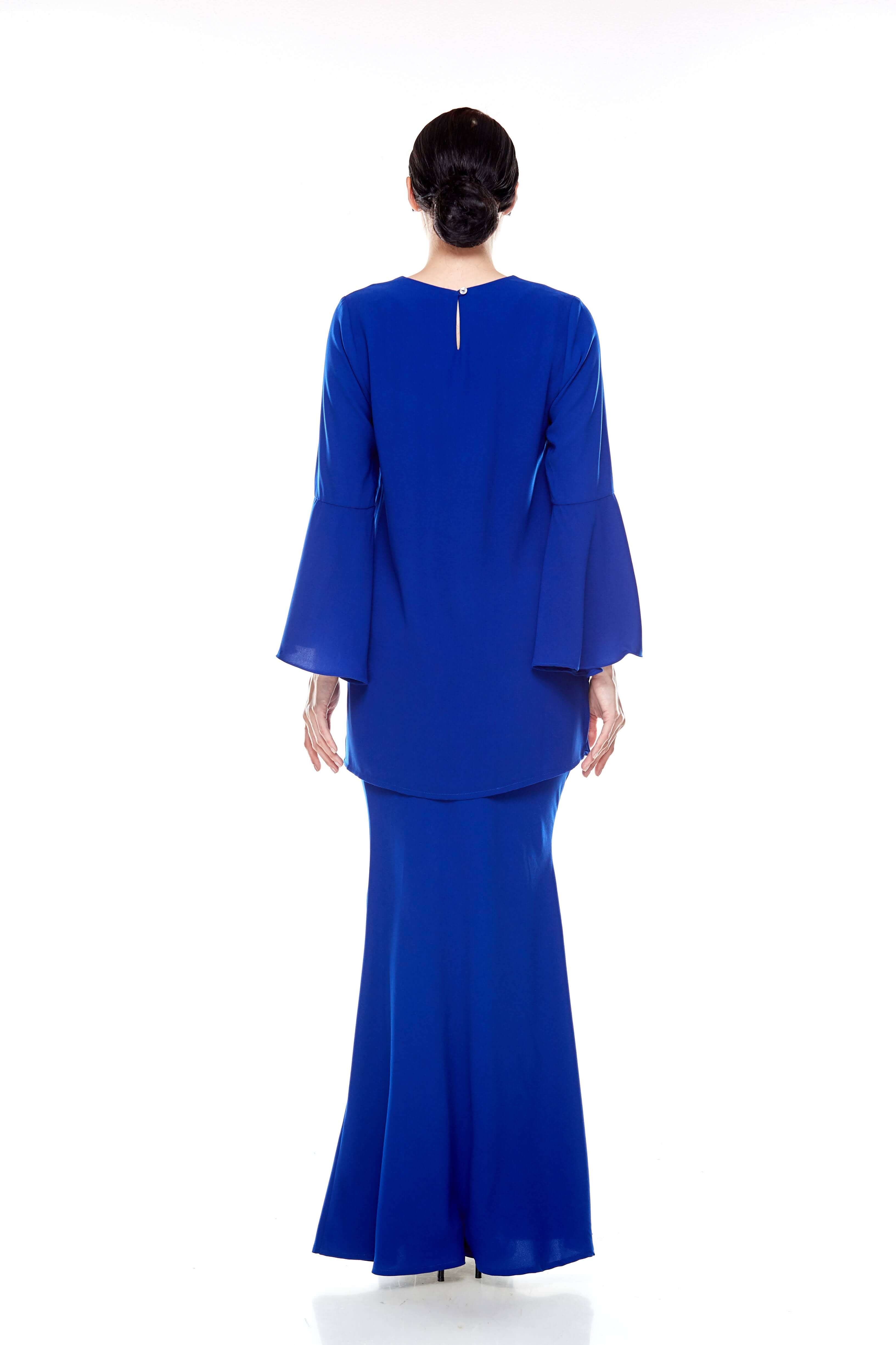Royal Blue Round Neck Blouse With Bell Sleeve (4)