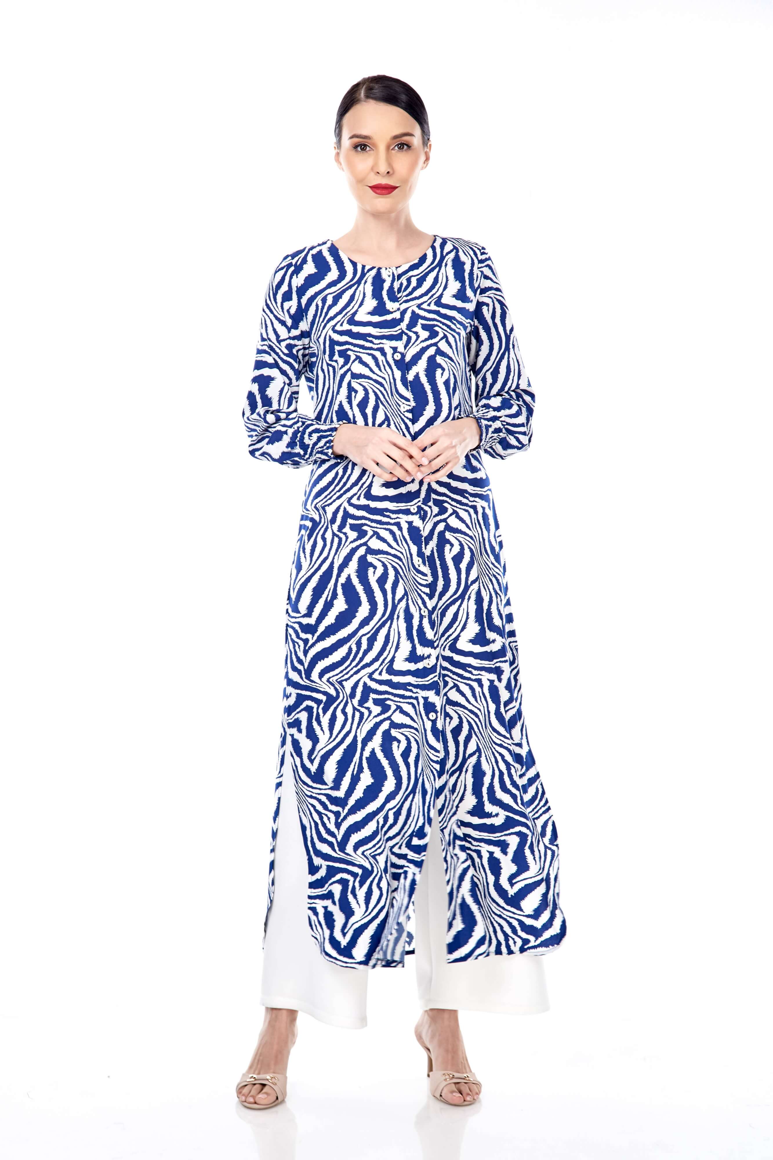 Izbell Blue Printed Dress 4