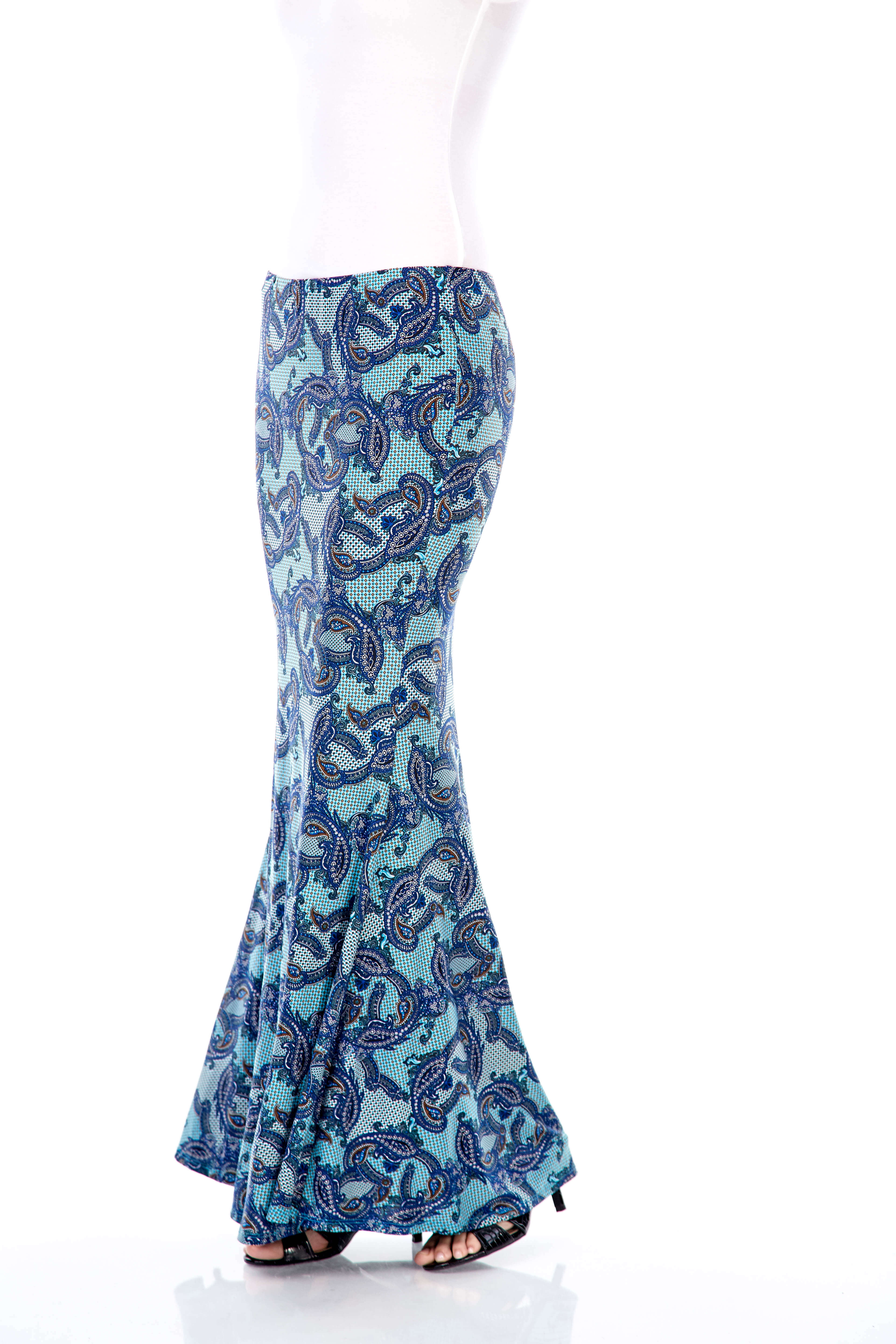 Wilda Turquoise Paisley Skirt (2)