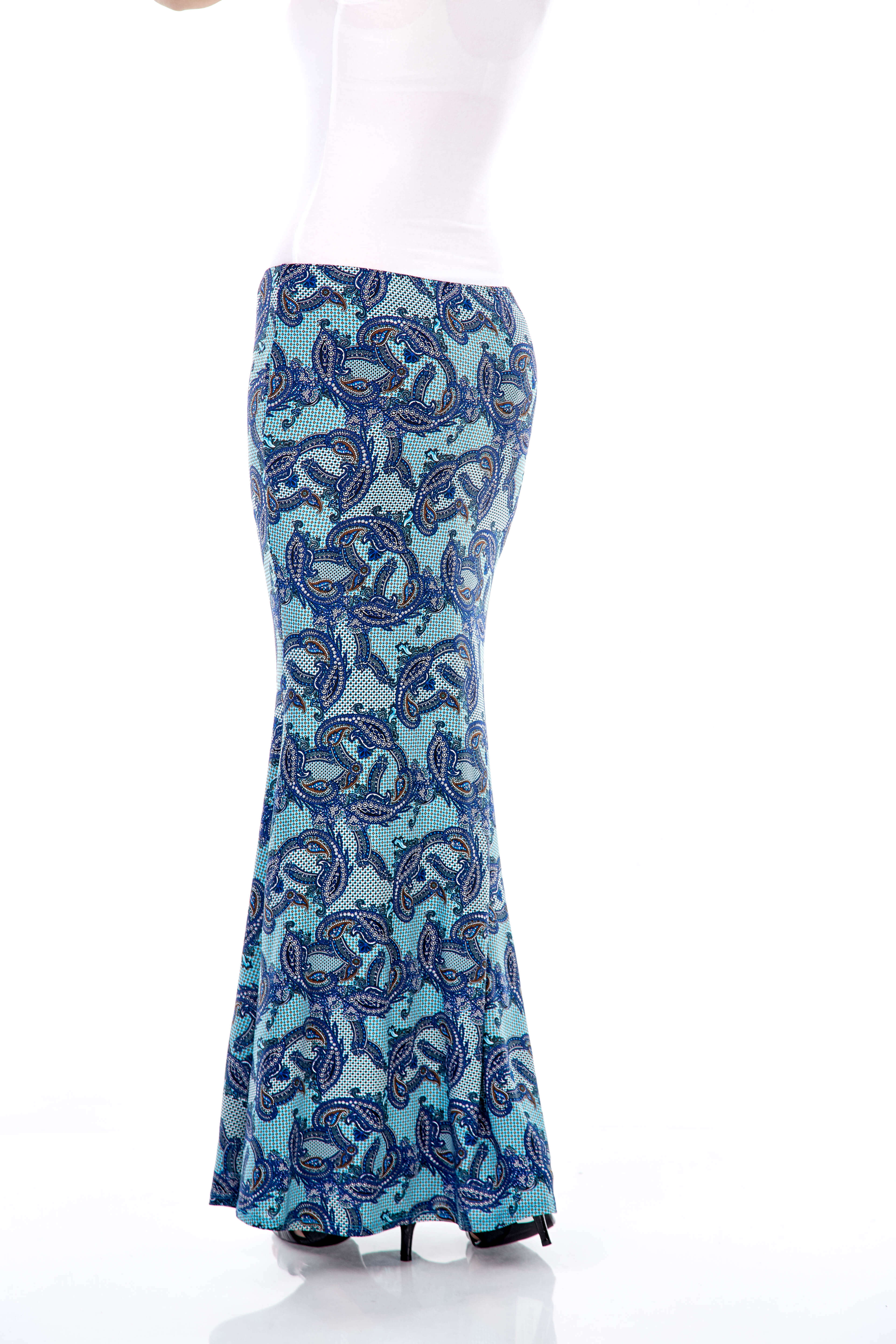 Wilda Turquoise Paisley Skirt (3)