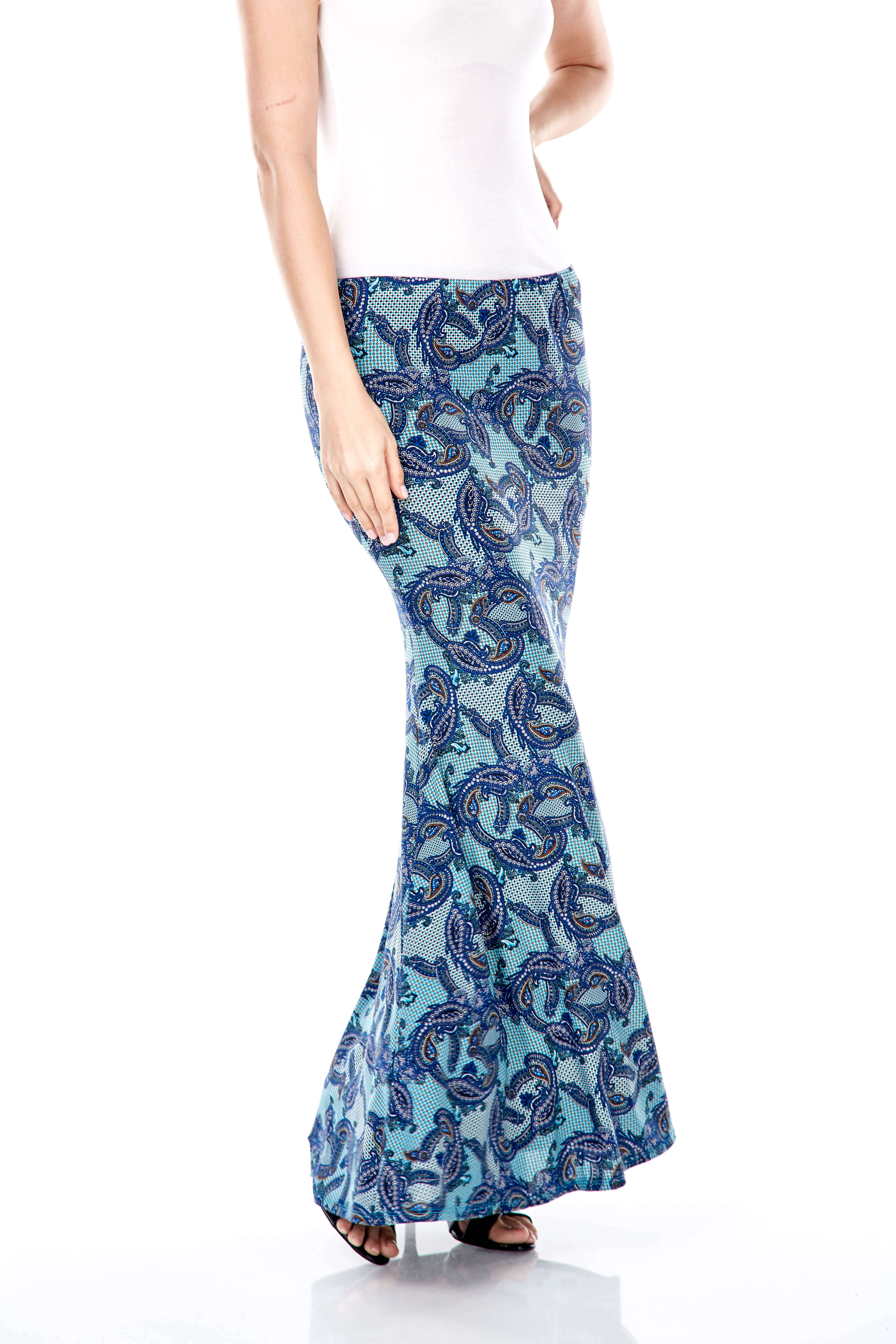 Wilda Turquoise Paisley Skirt (5)