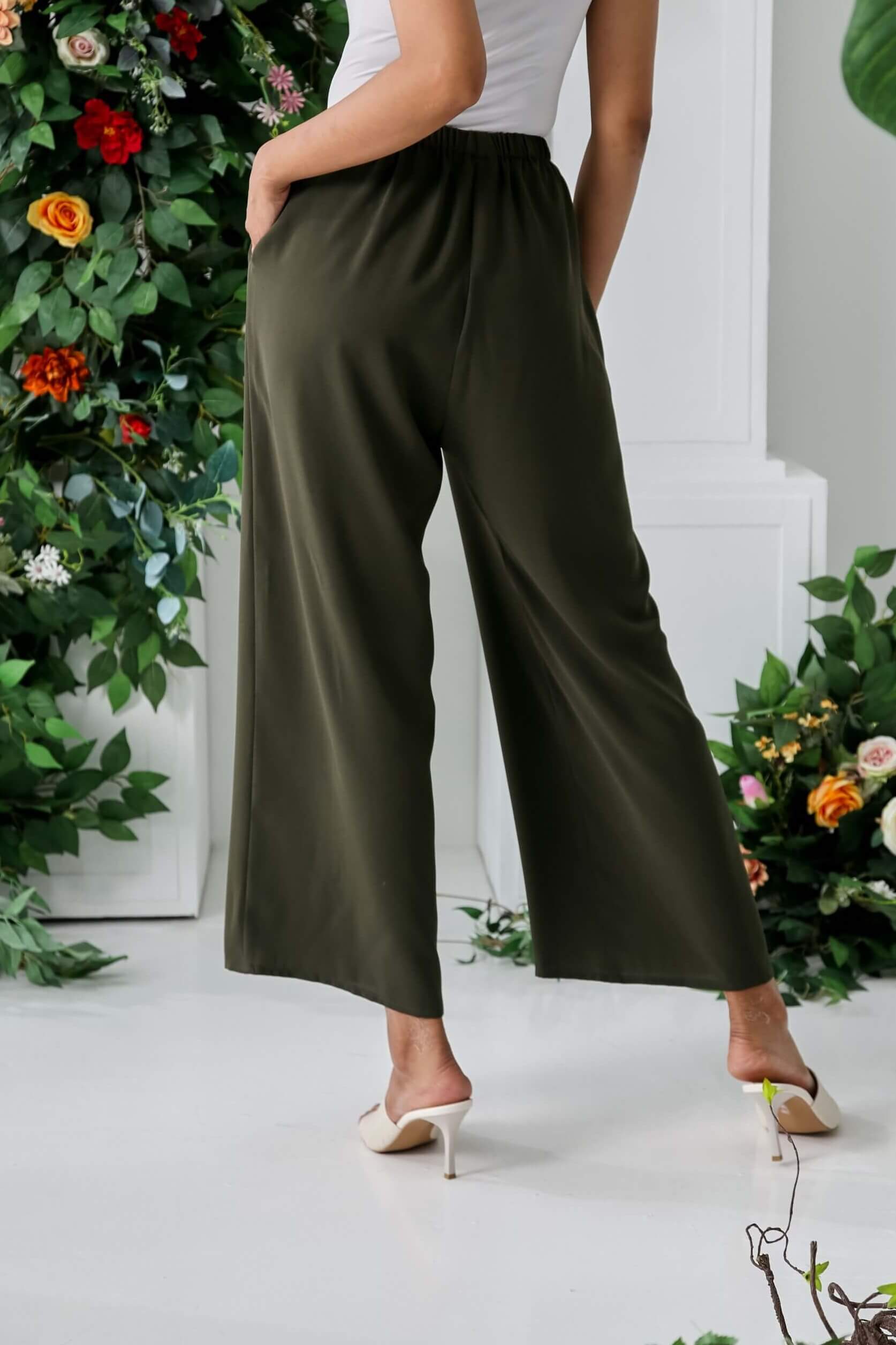 Yuna Olive Dress + Wide Leg Pants (4)