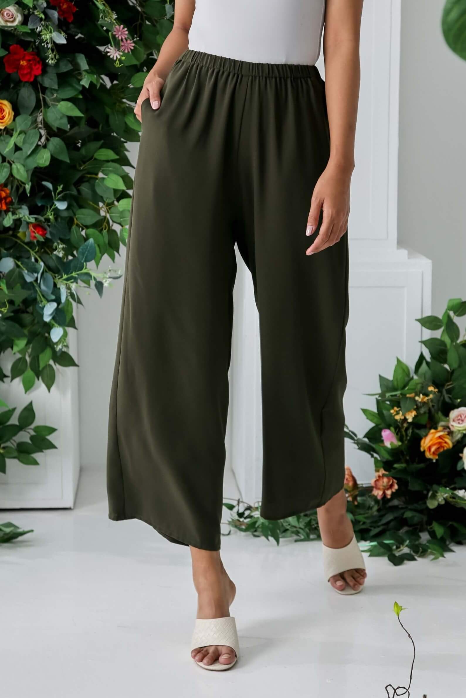 Yuna Olive Dress + Wide Leg Pants (5)