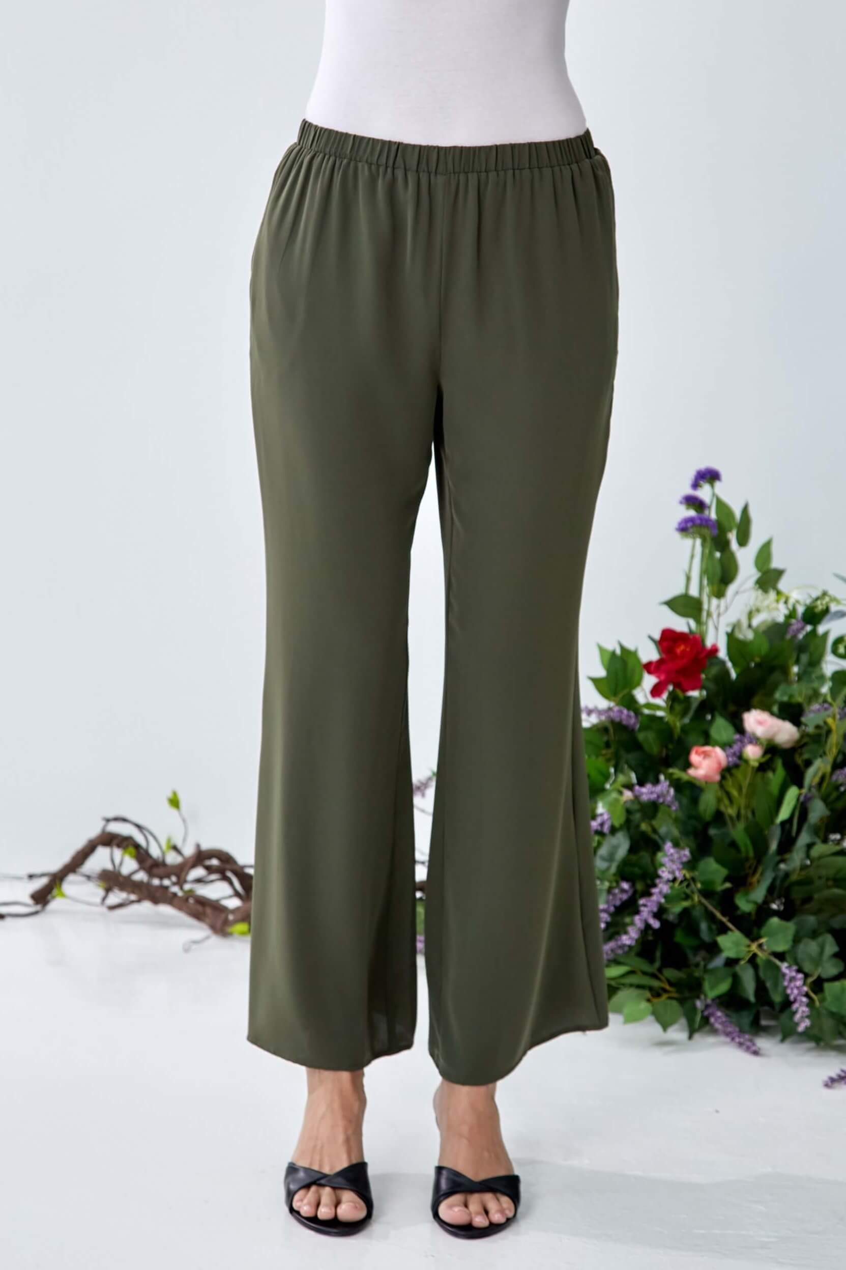 Zara Olive Tunic Blouse + Wide Leg Pants (5)