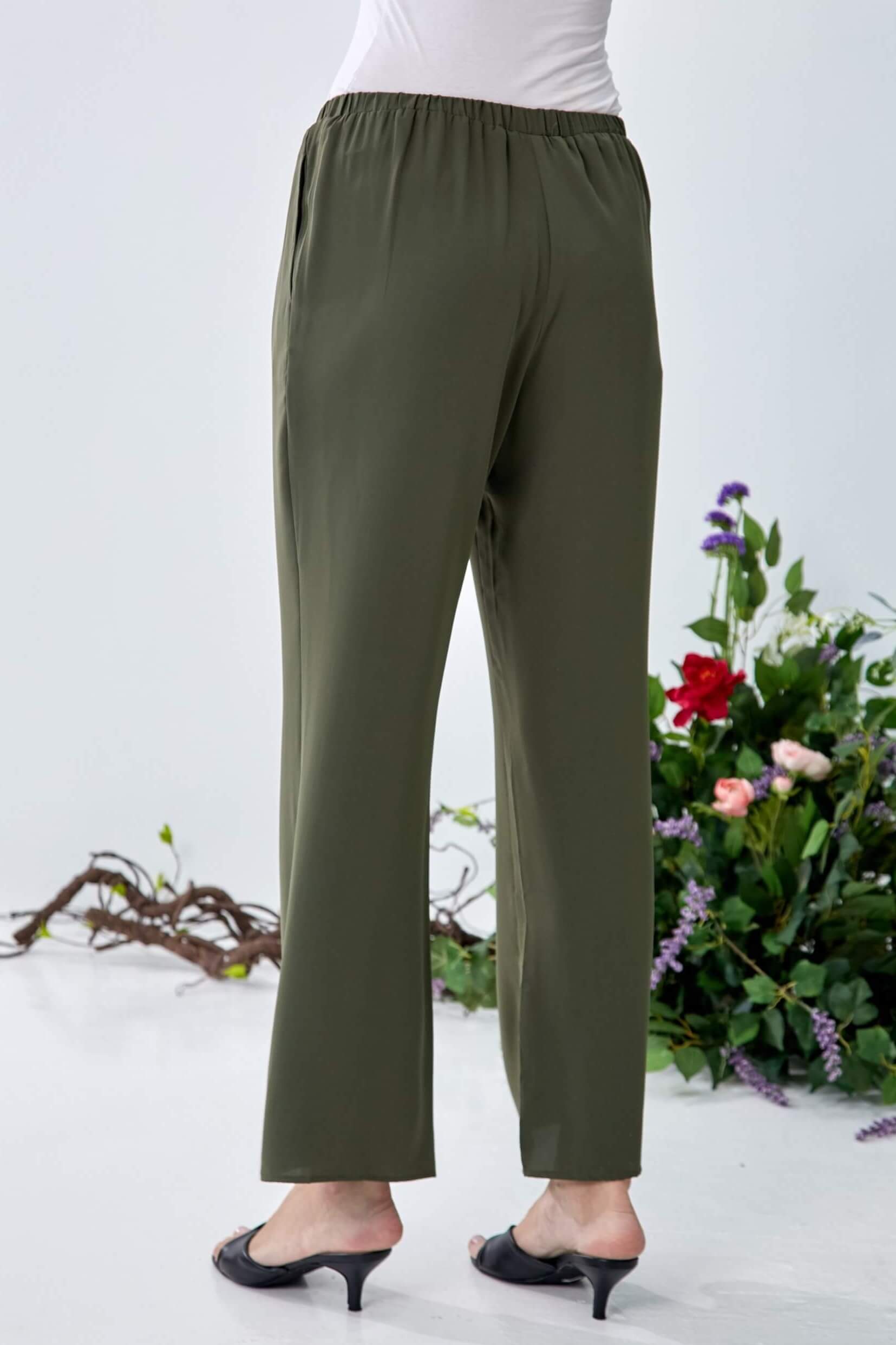Zara Olive Tunic Blouse + Wide Leg Pants (6)