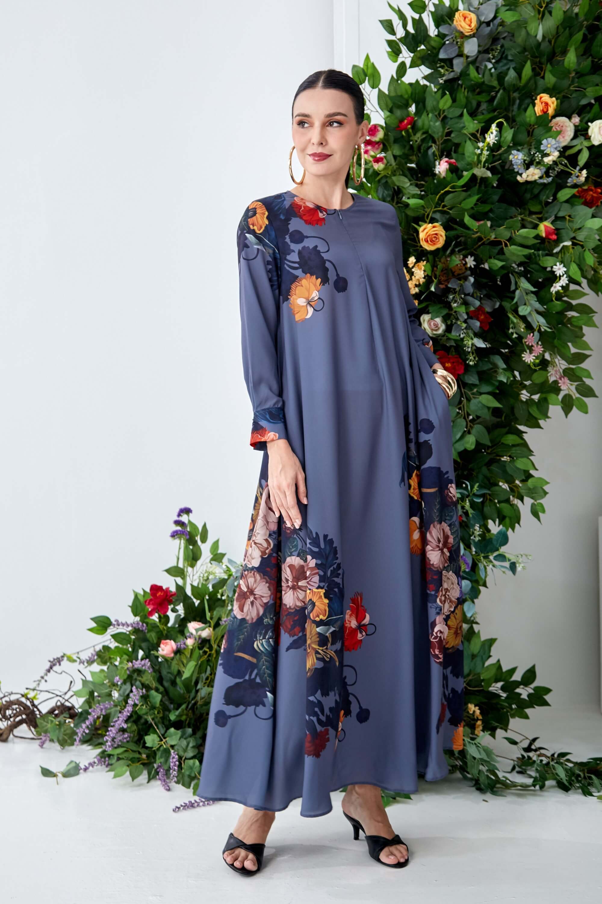 Alia Grey Flower Dress (2)