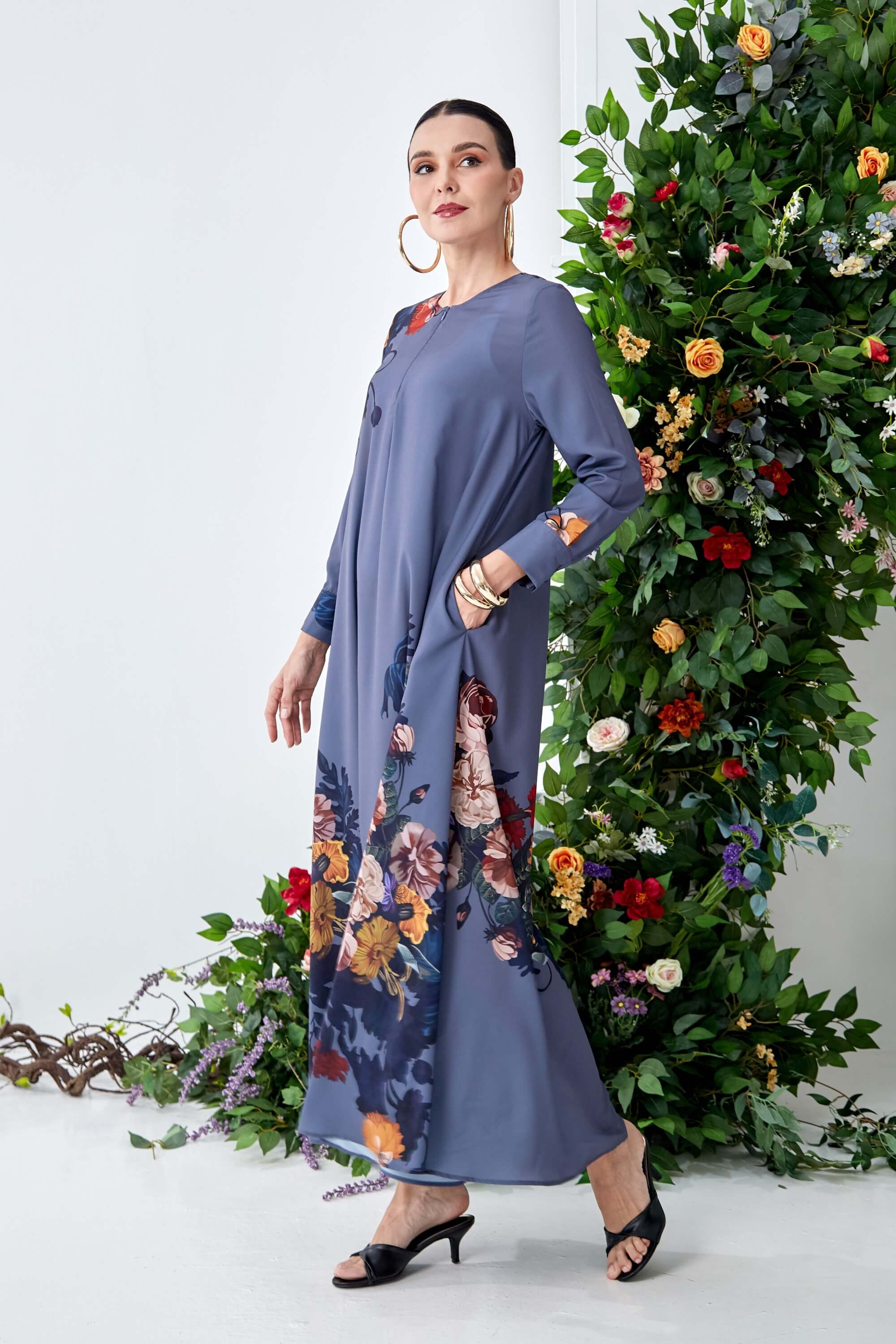 Alia Grey Flower Dress (4)