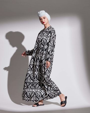 Briana Black White Batik Printed Dress