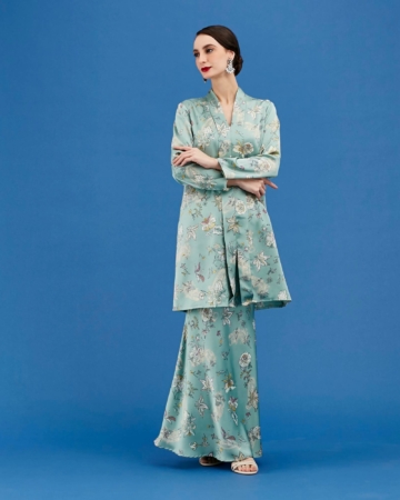 Lana Green Floral Printed Kebaya & Skirts (Set)
