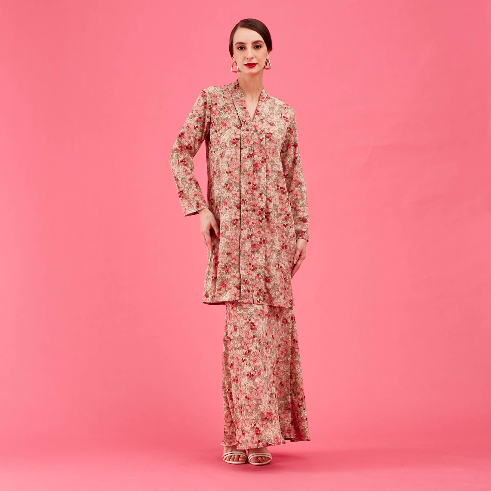 Lana Pink Floral Printed Kebaya & Skirts (Set) (3)