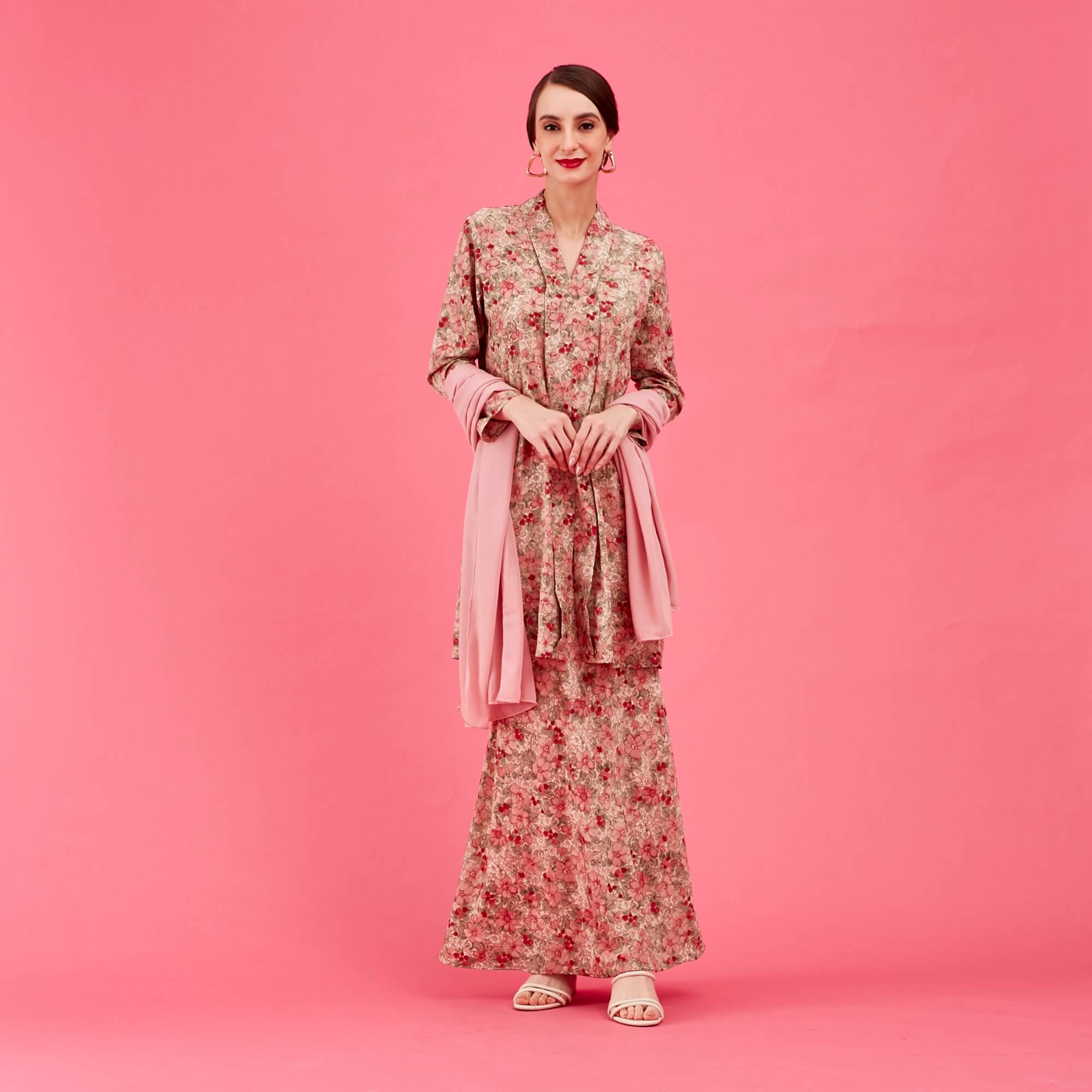Lana Pink Floral Printed Kebaya & Skirts (Set) (4)
