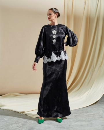 Aminah Black Lace Blouse & Skirt (Set)