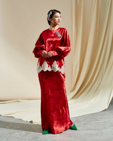 Aminah Red Lace Blouse & Skirt (Set)