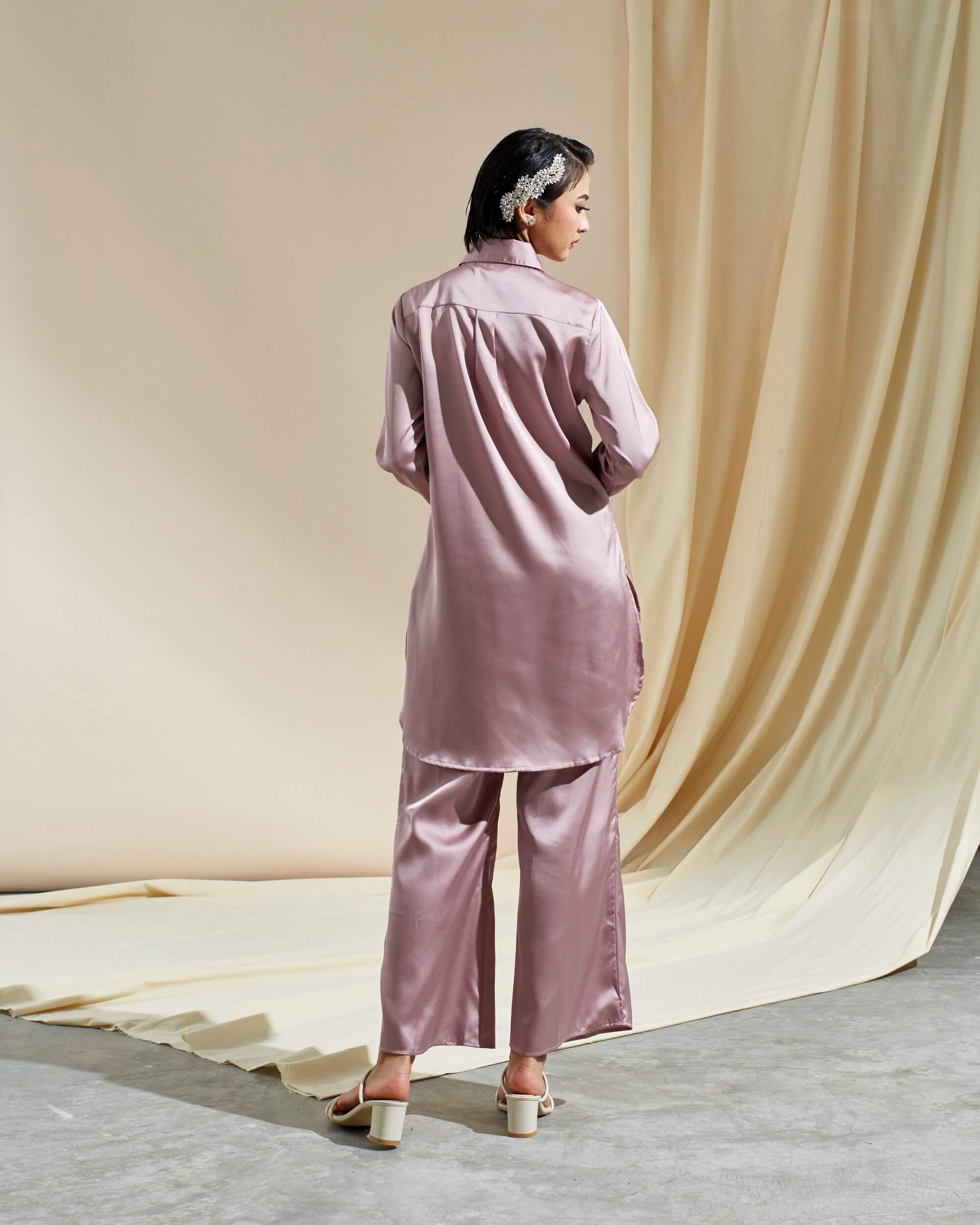Safia Rose Pink Shirt Blouse & Wide Leg Pants (Set) (4)