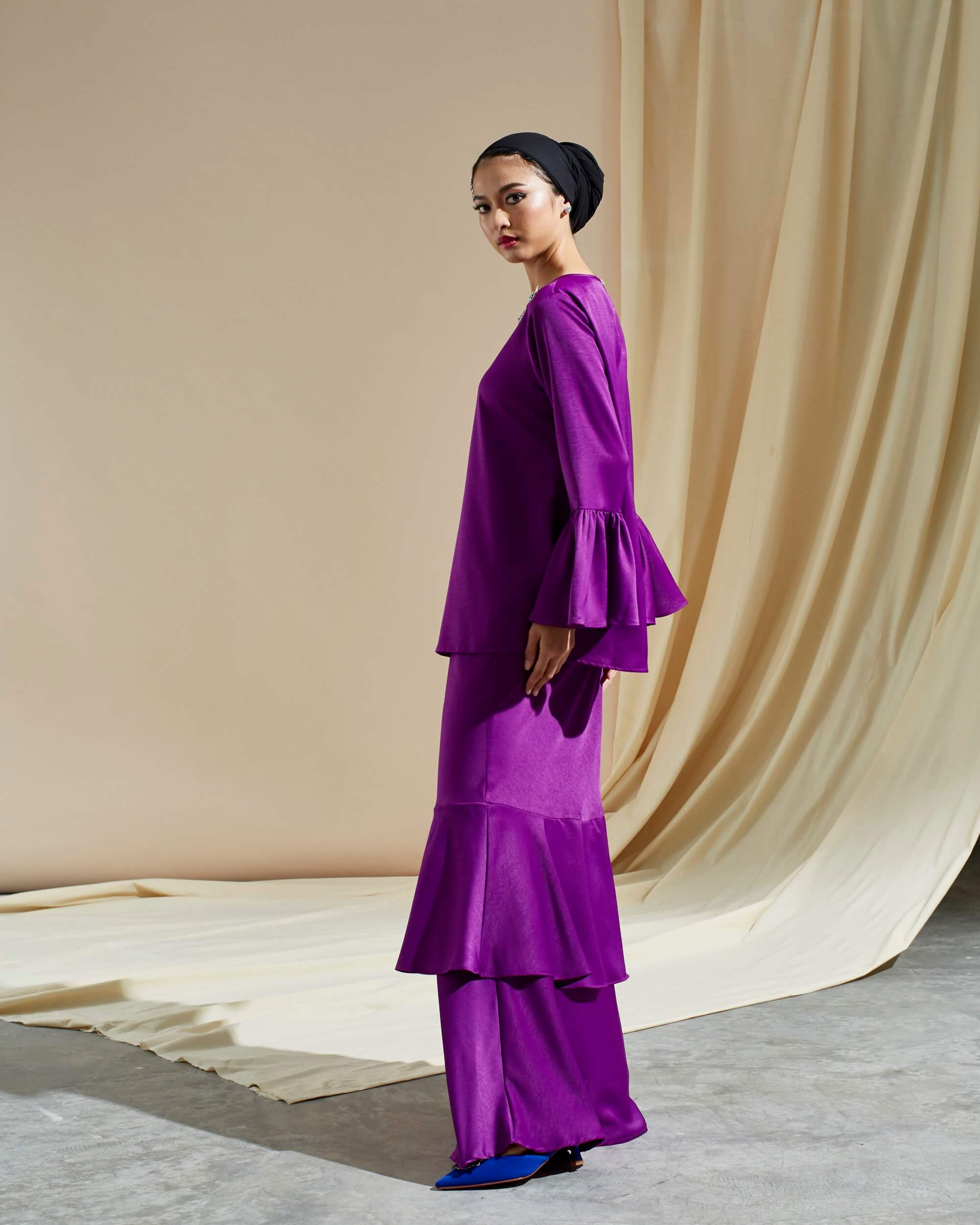 Wafira Purple Blouse & Tier Skirt (Set) (3)