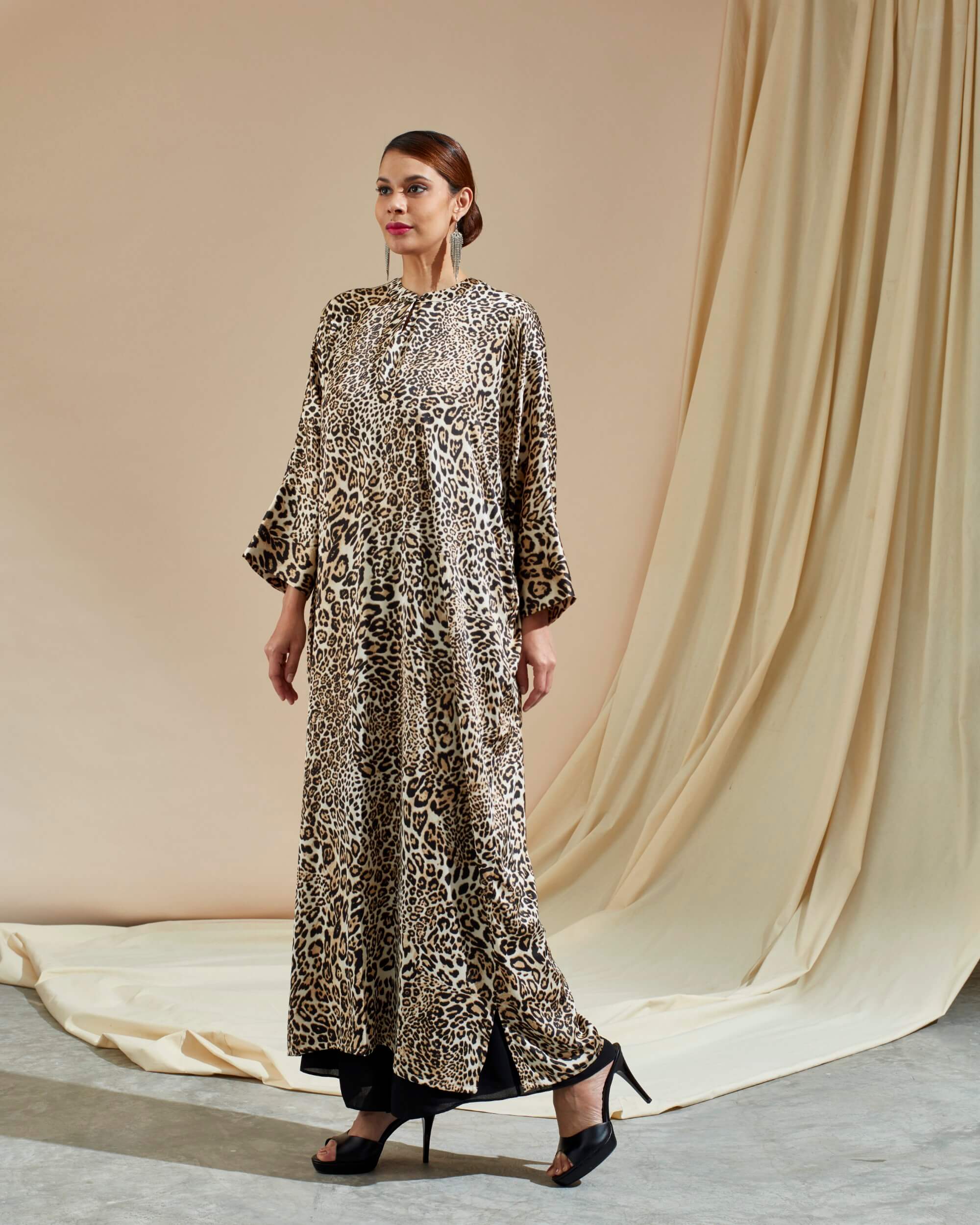 Bainun Brown Leopard Printed Dress (2)