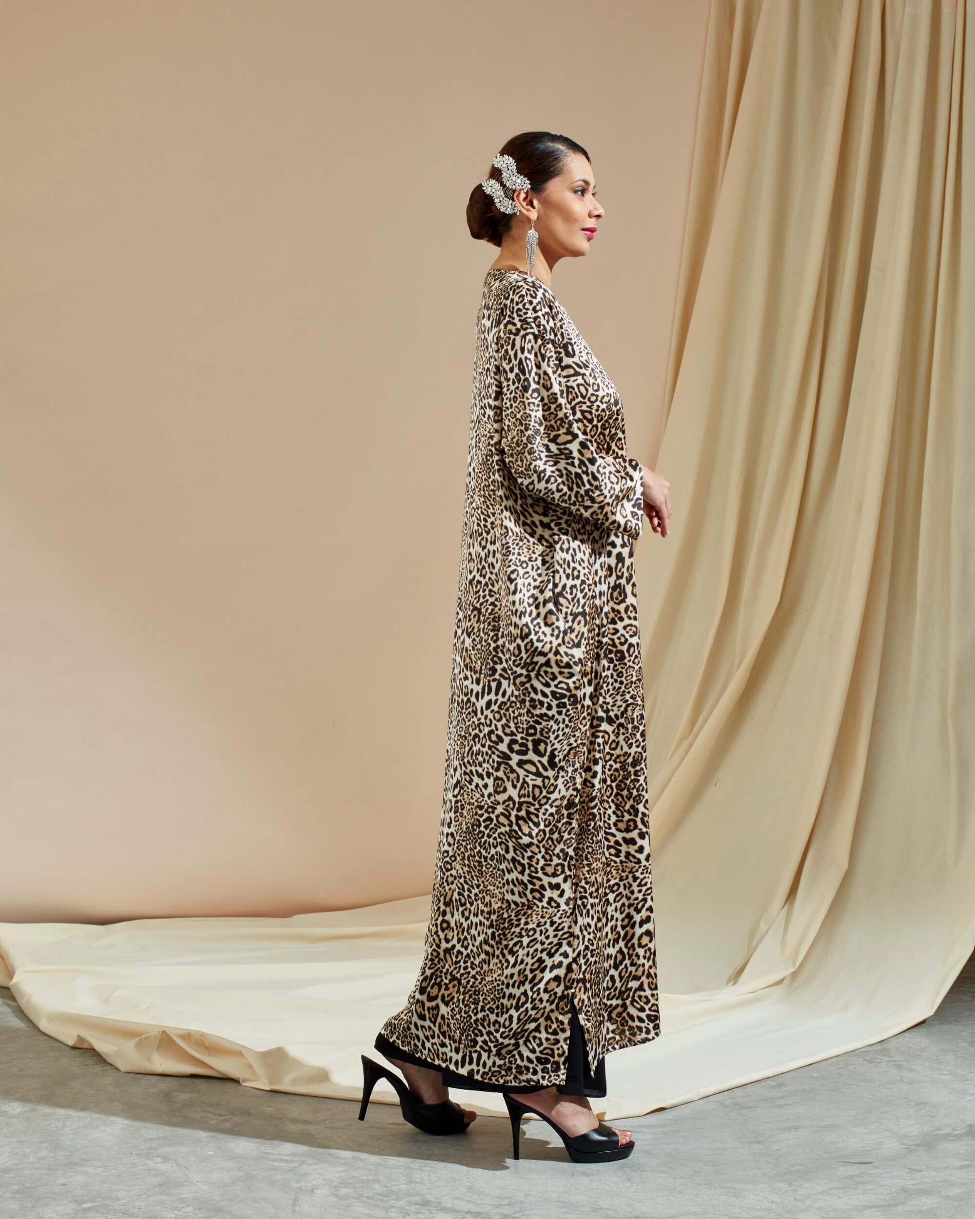 Bainun Brown Leopard Printed Dress (3)