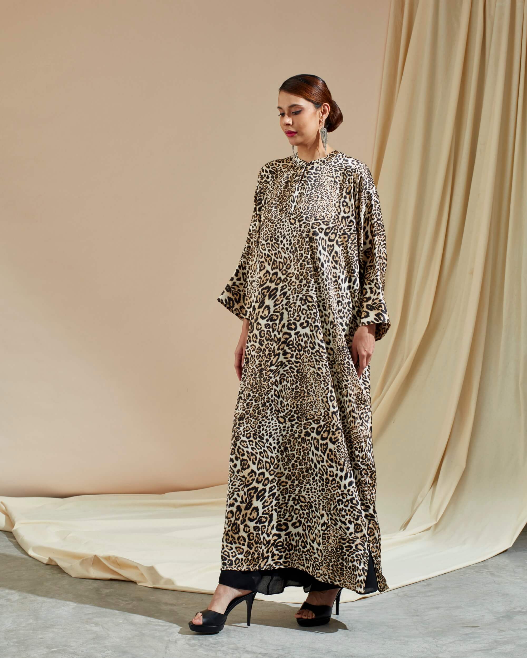 Bainun Brown Leopard Printed Dress (4)
