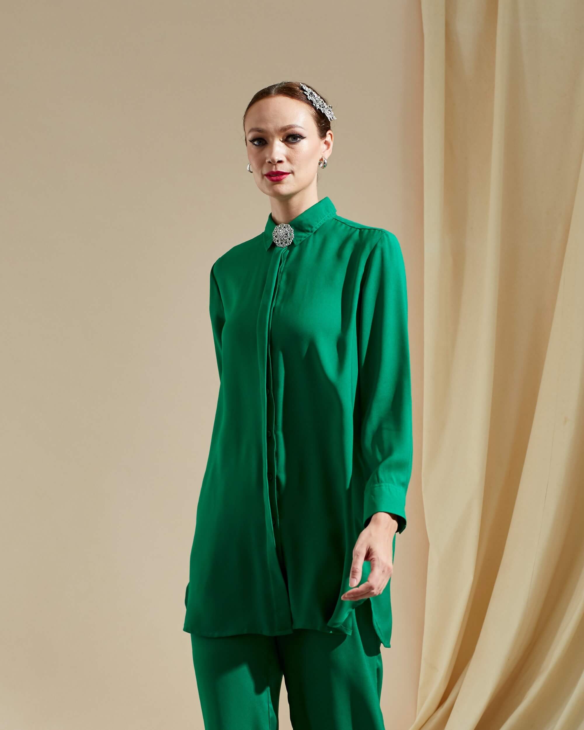 Safia Green Shirt Blouse (2)