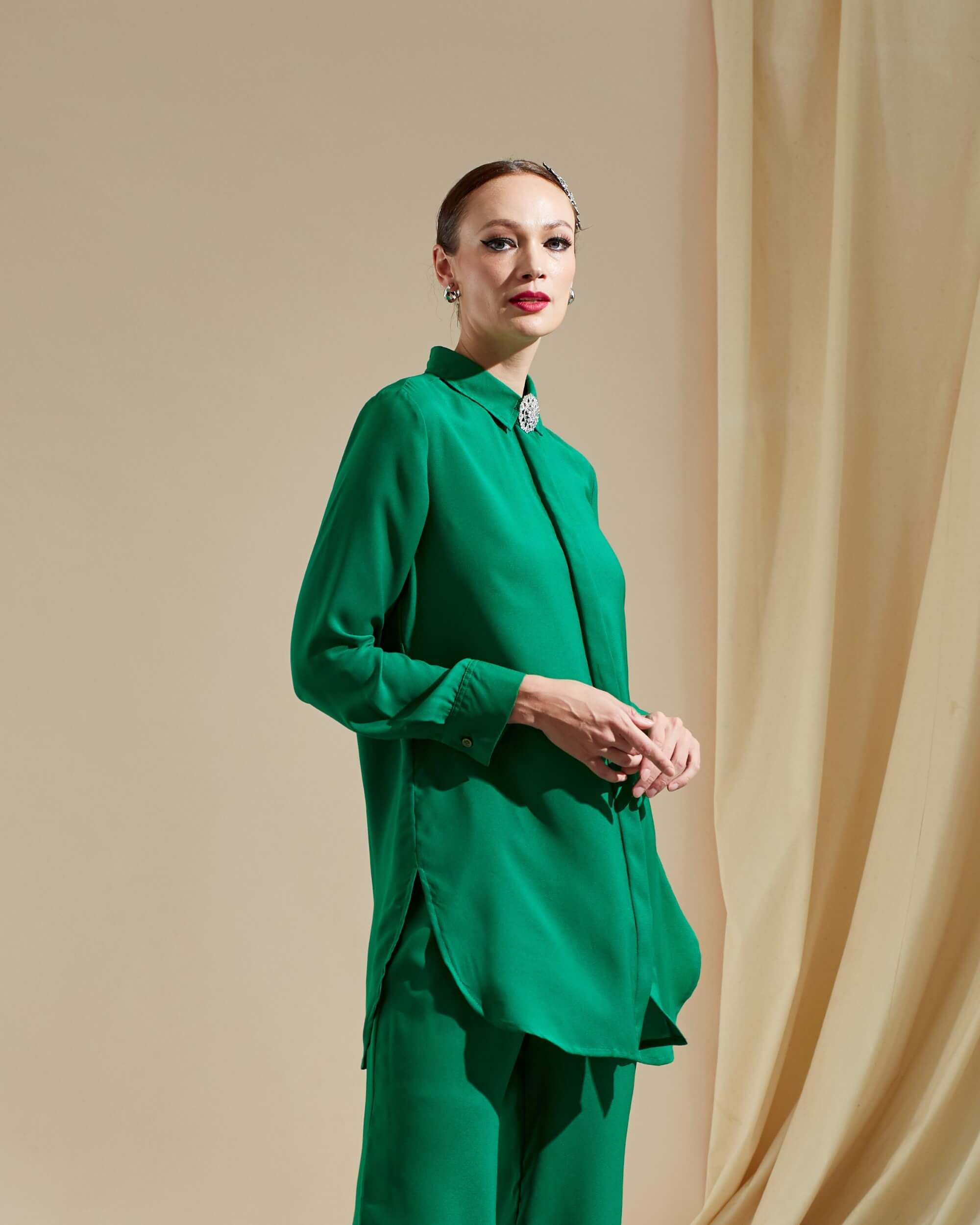 Safia Green Shirt Blouse (3)