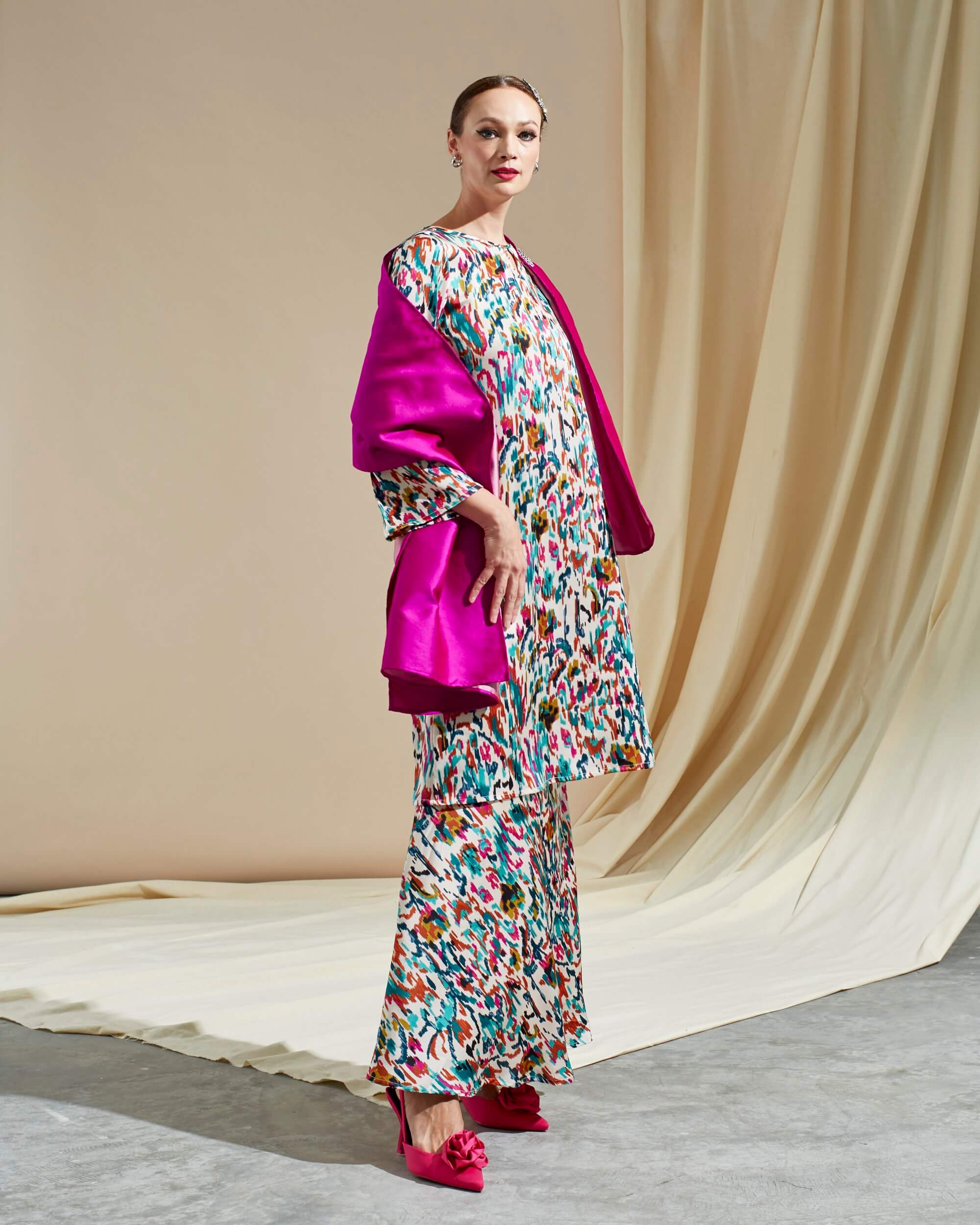 Zieya Multi Colour Printed Blouse & Skirt (Set) (4)