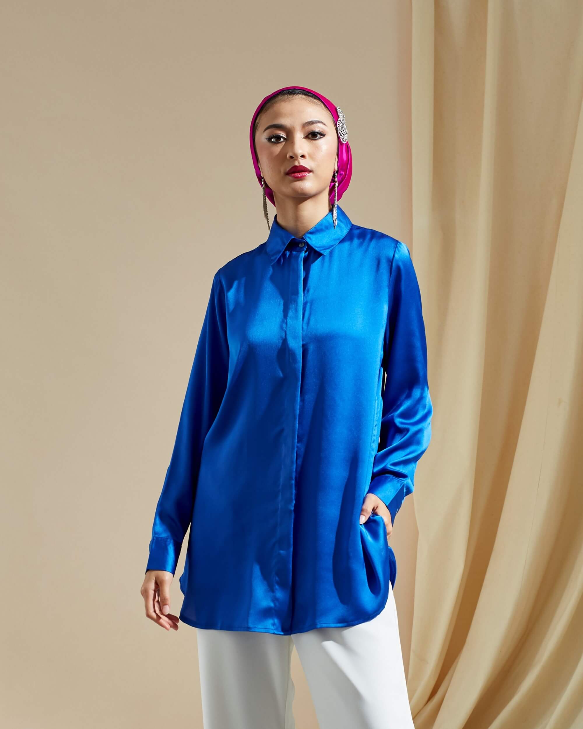 Niki Blue Shirt Blouse (3)