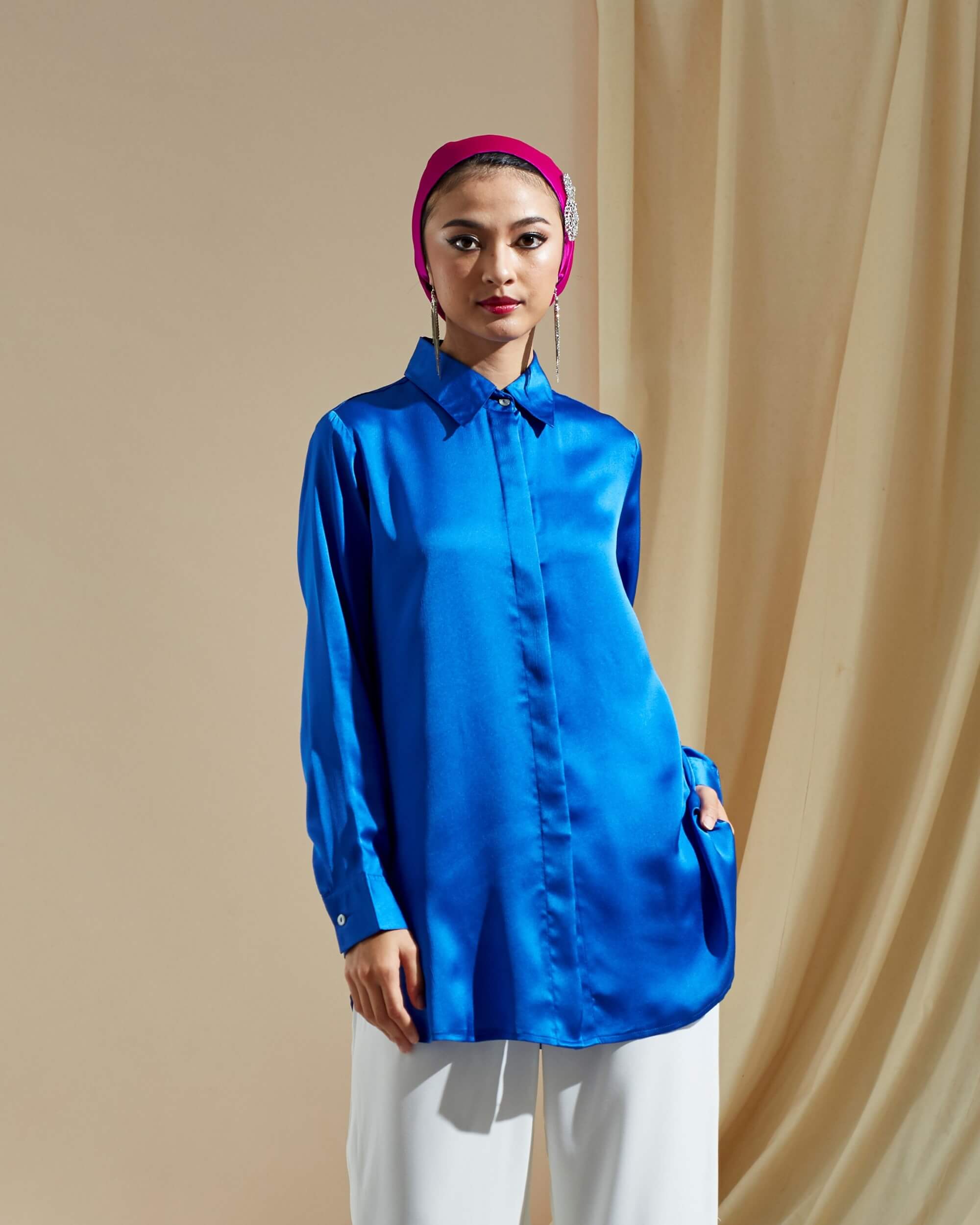Niki Blue Shirt Blouse (4)