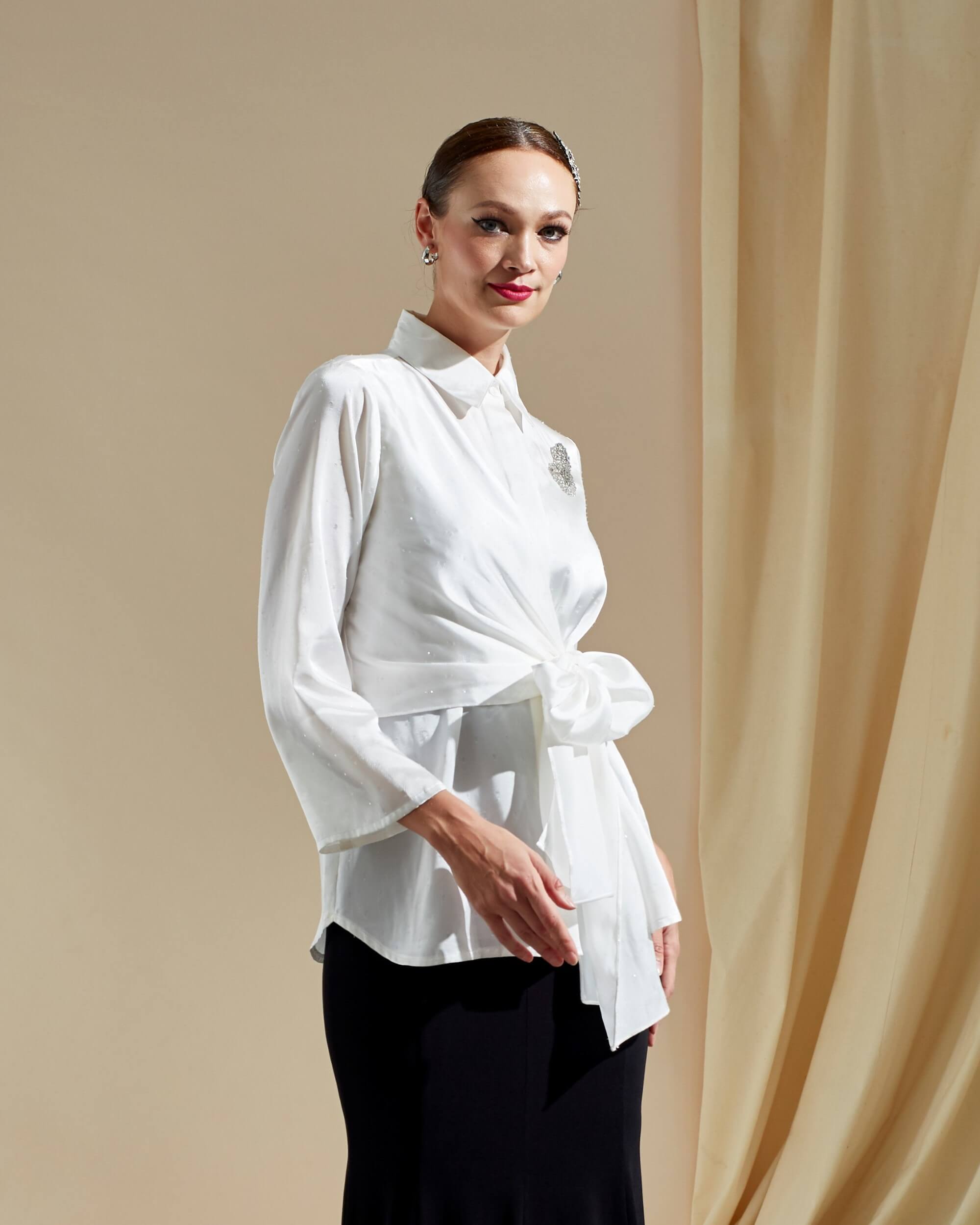 Winona White Tie Front Shirt Blouse (2)