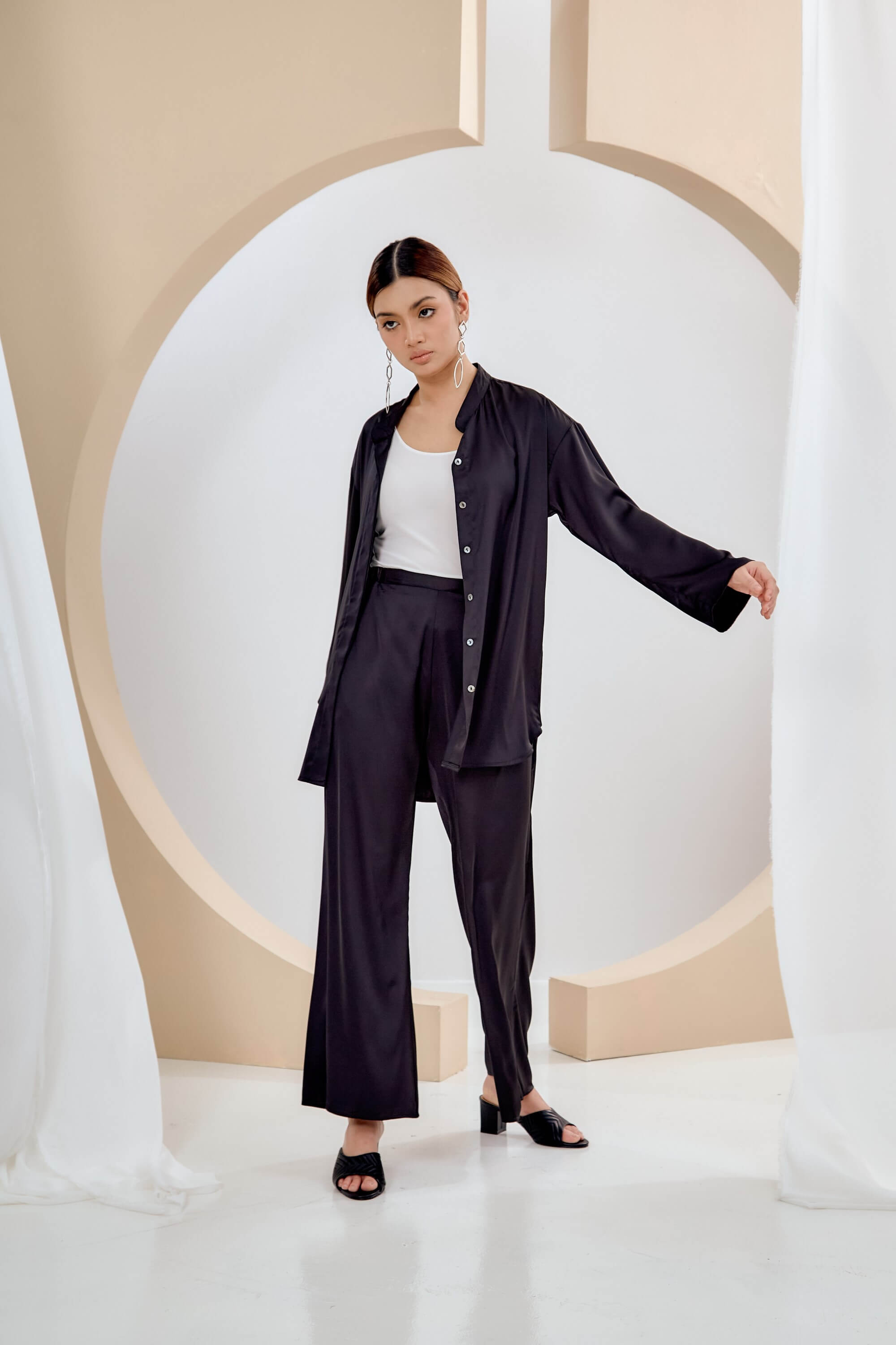 Najwa Black Blouse & Palazzo Pants (Suit)