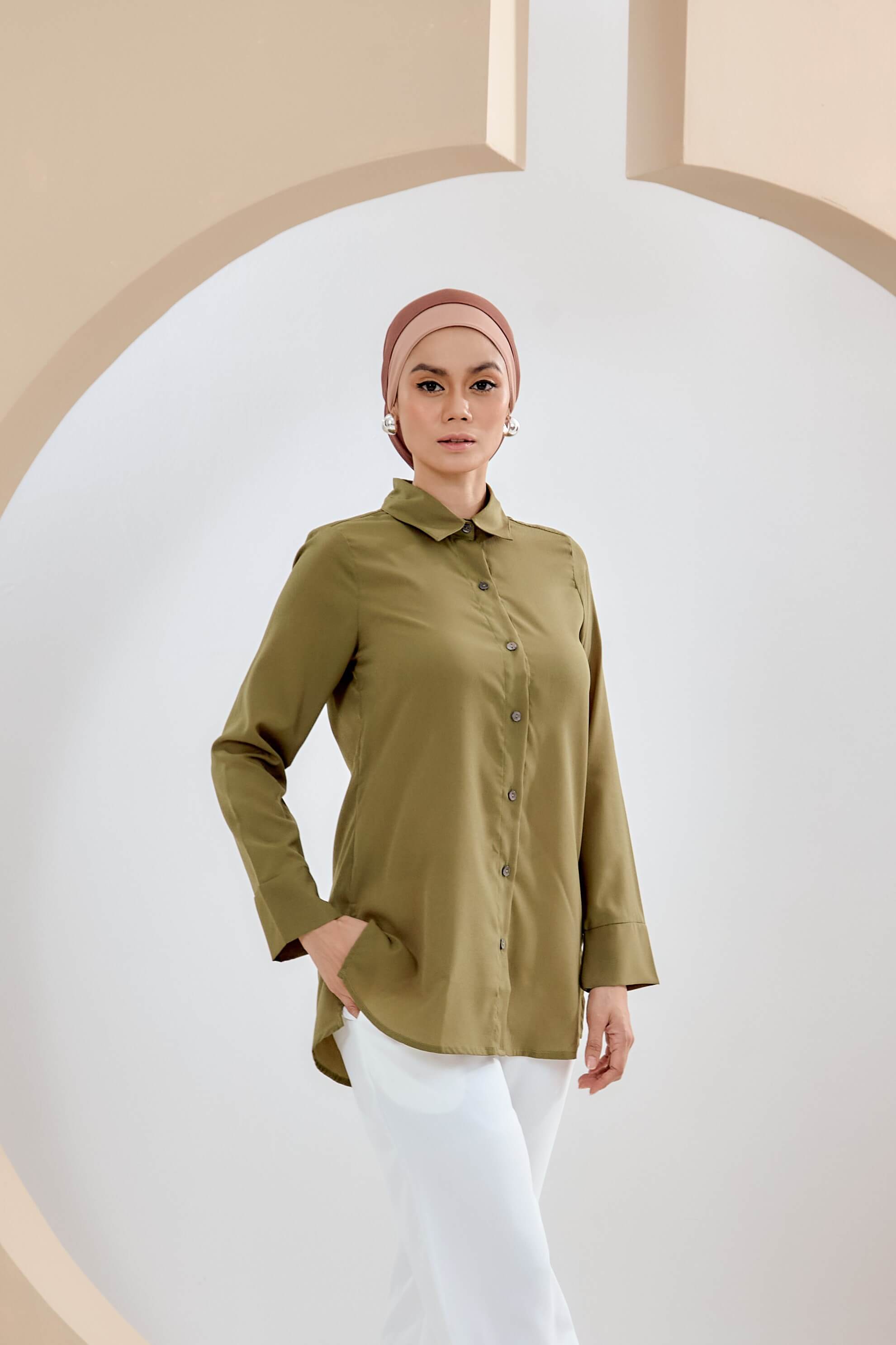 Nini Olive Green Shirt Blouse (4)