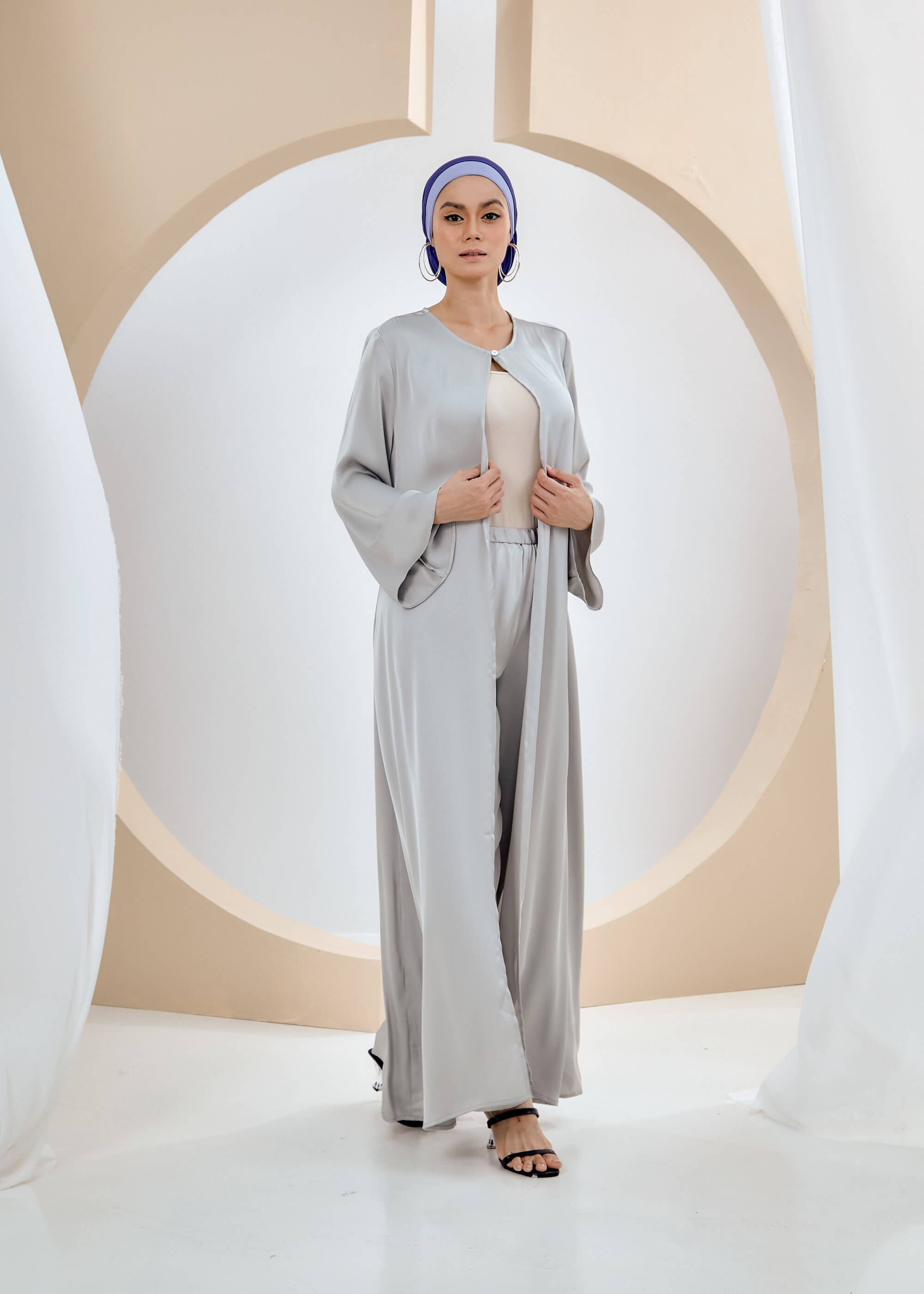 Azwa Grey Cardigan Dress