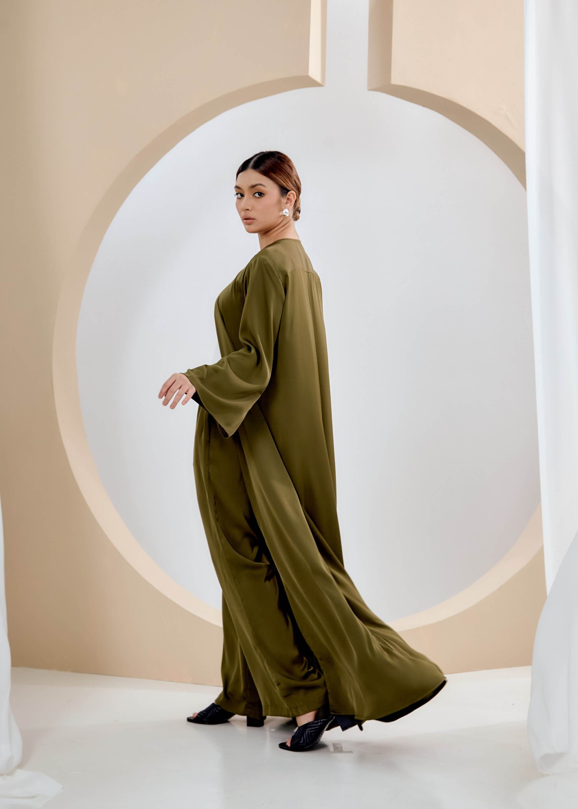 Azwa Olive Green Cardigan Dress (4)