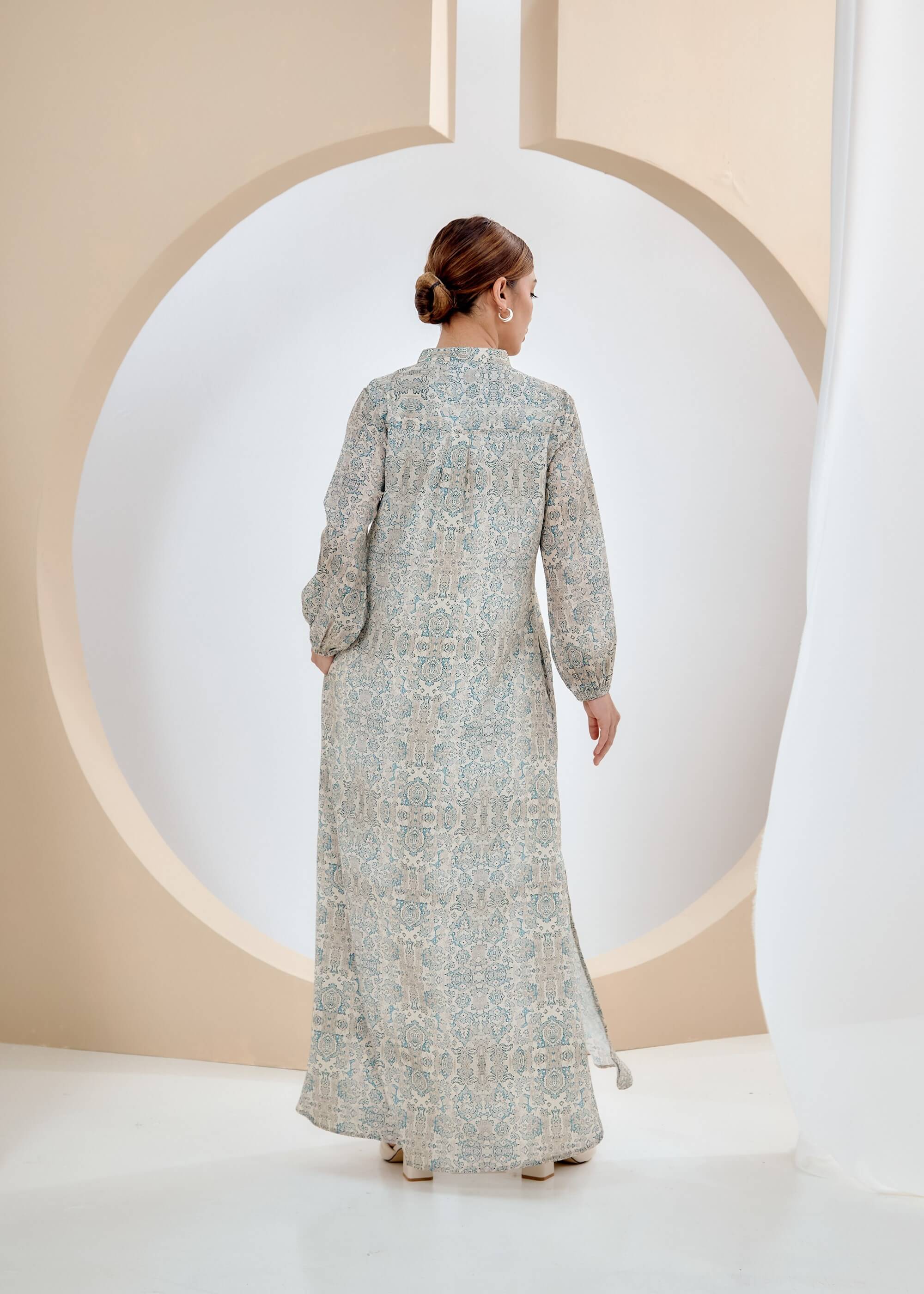 Bella Beige Batik Printed Dress (3)