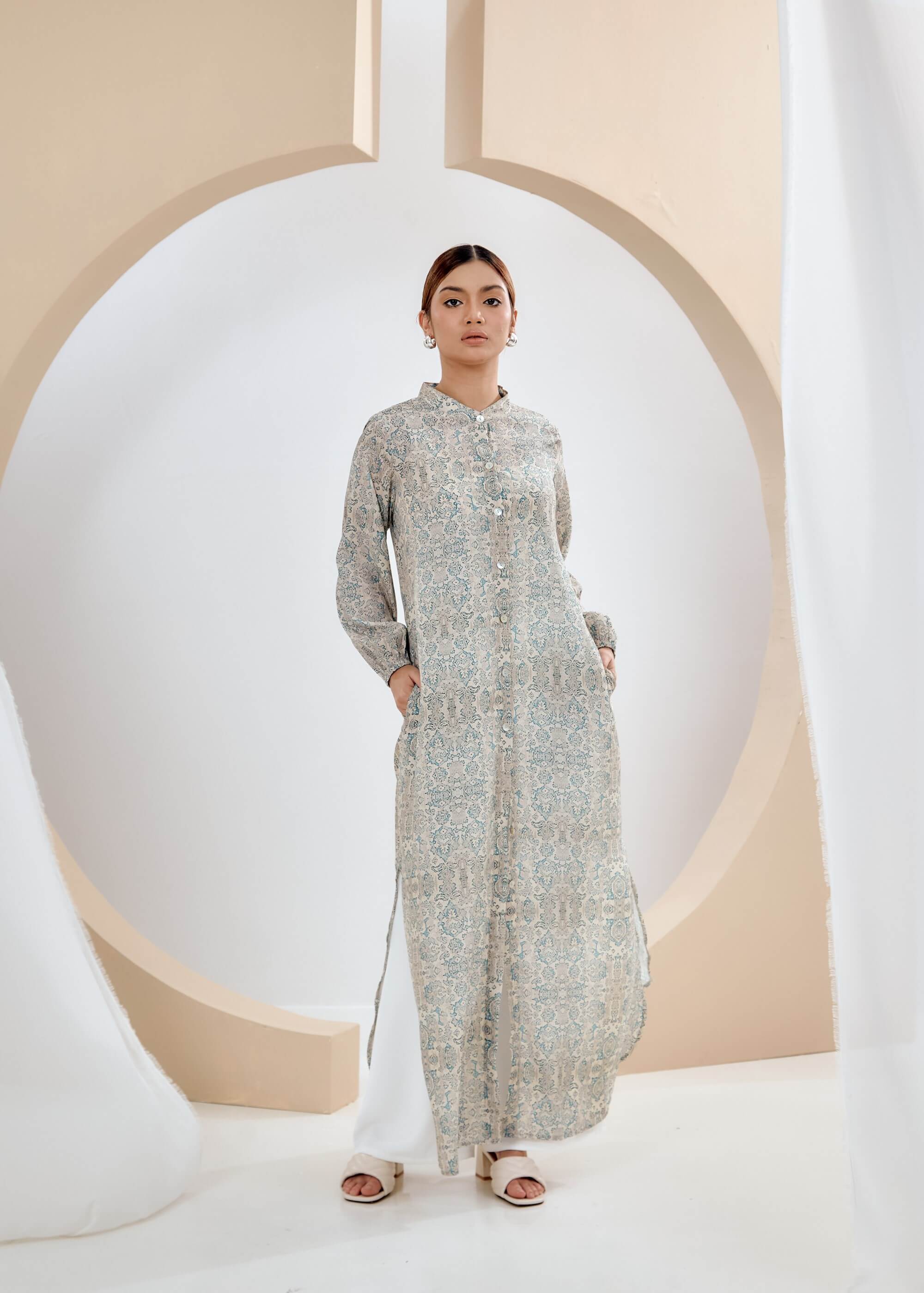 Bella Beige Batik Printed Dress (4)