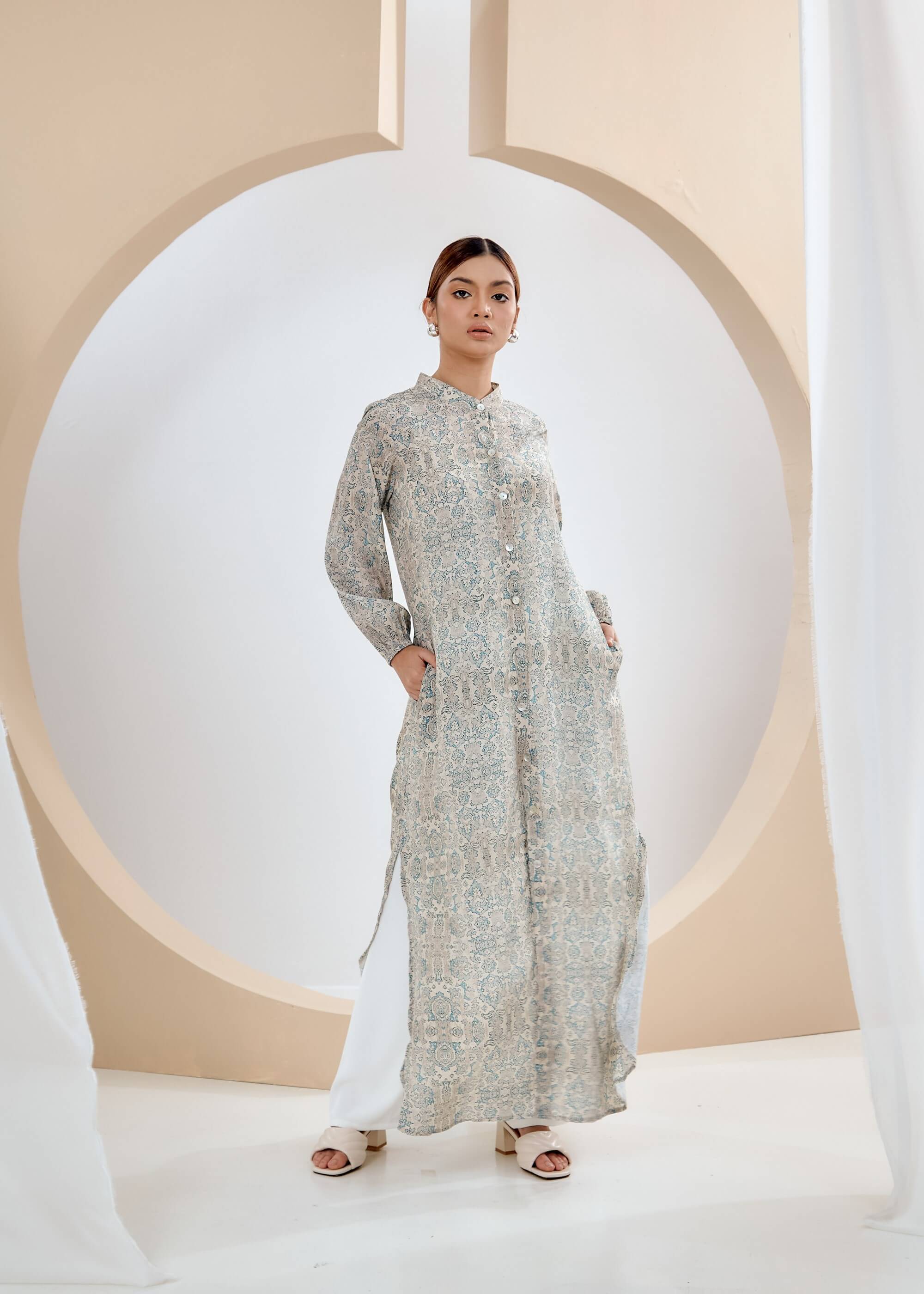 Bella Beige Batik Printed Dress