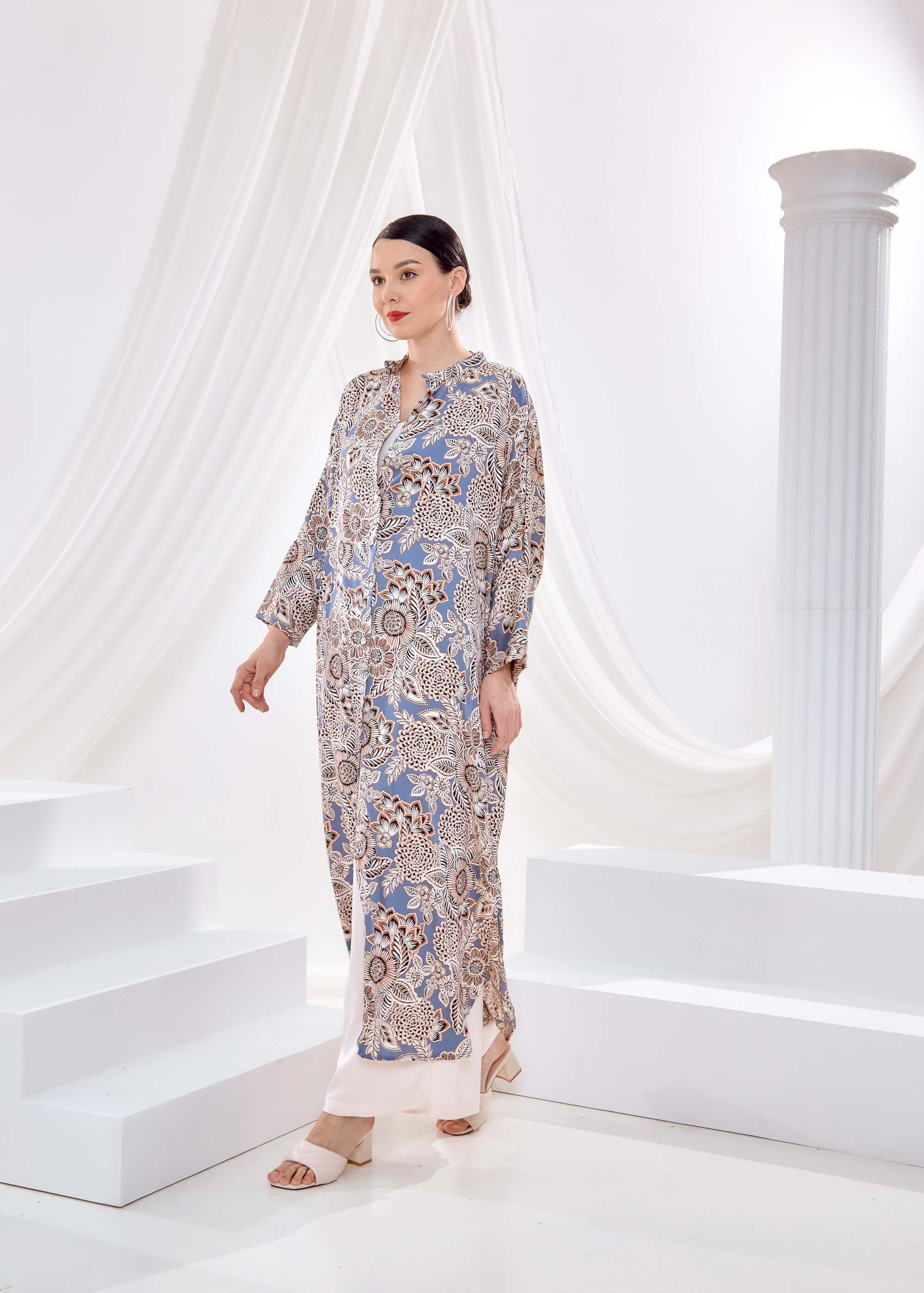 Bainun Blue Batik Printed Dress (4)