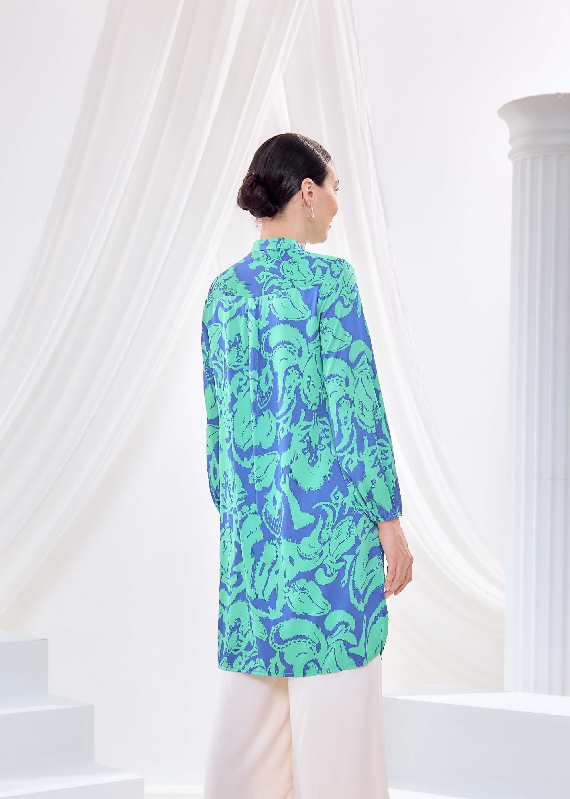 Lily Green Abstract Printed Long Blouse (4)