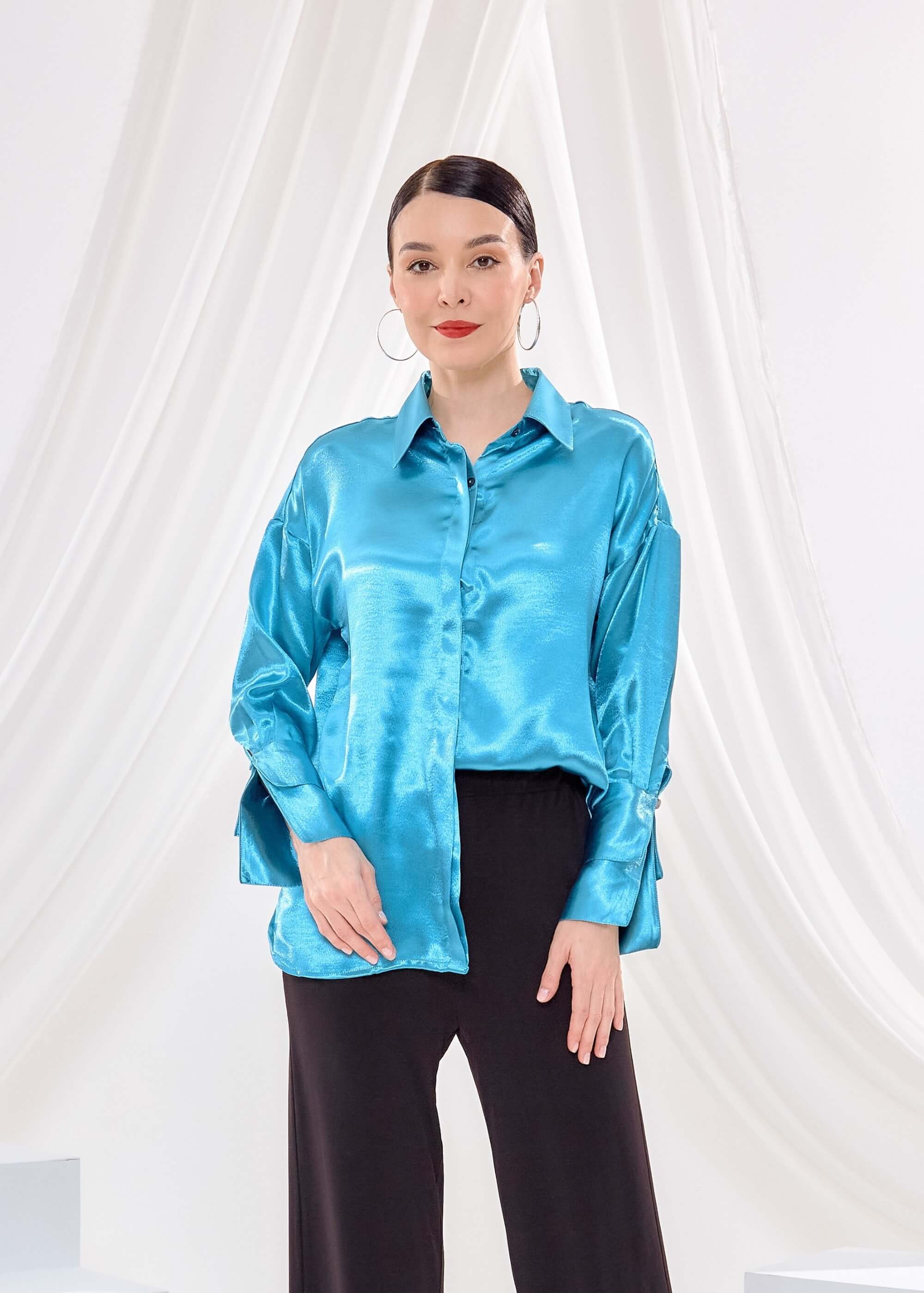 Risqa Turquoise Blue Shirt Blouse (2)