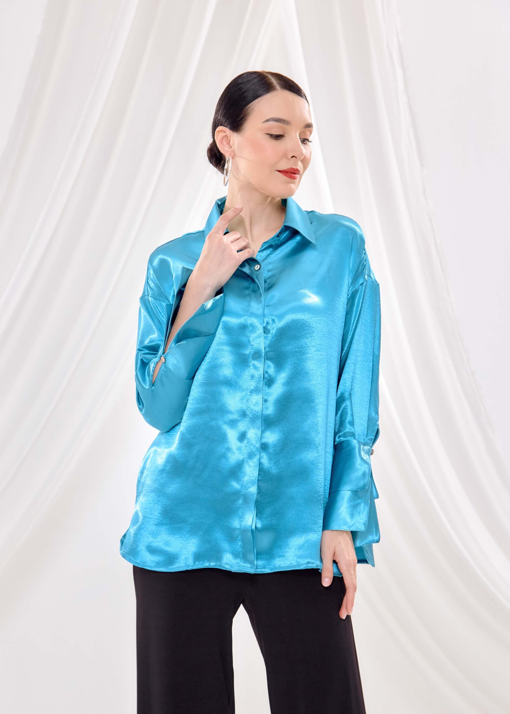 Risqa Turquoise Blue Shirt Blouse (4)