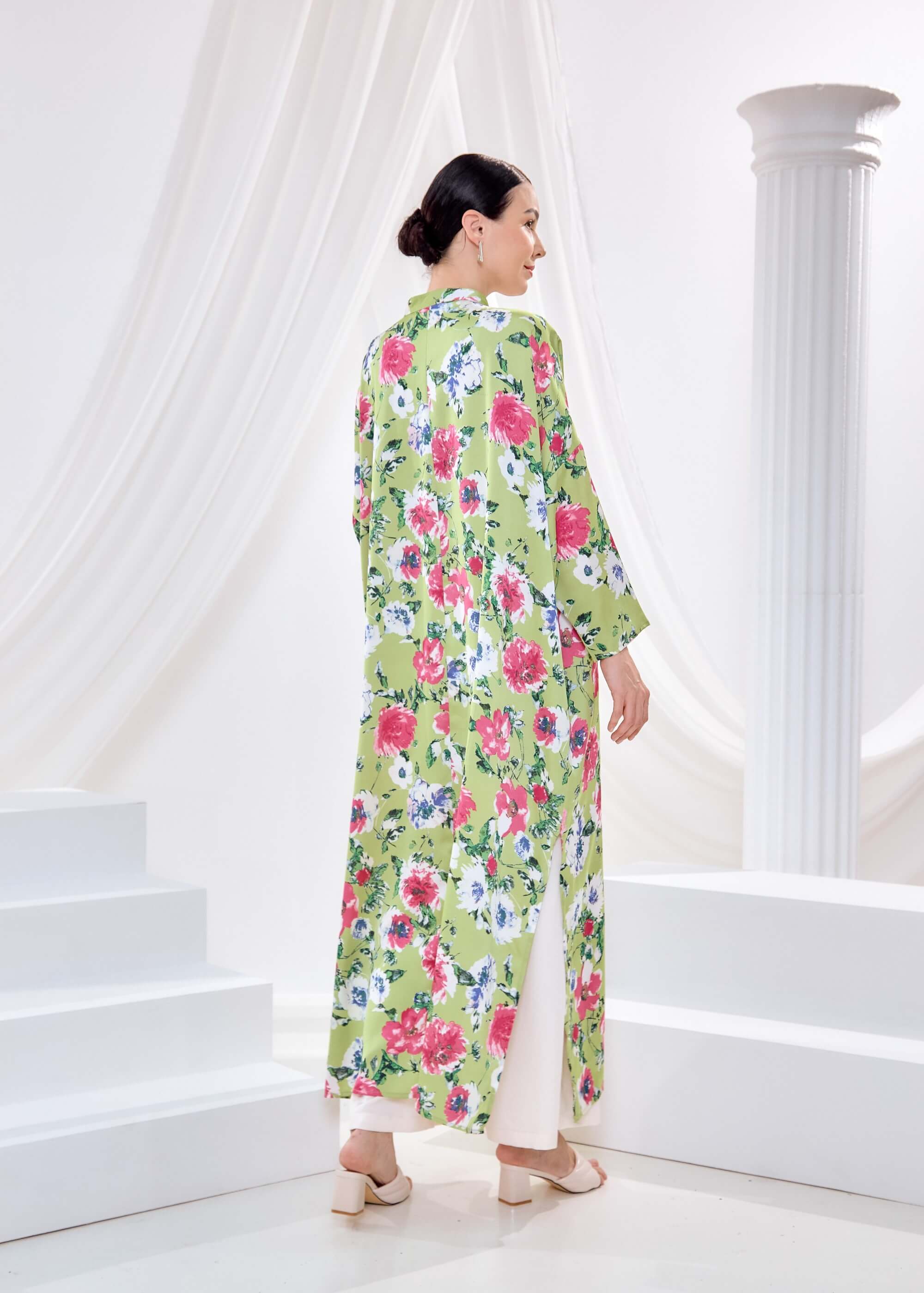 Bainun Green Flowers Printed Dress (3)