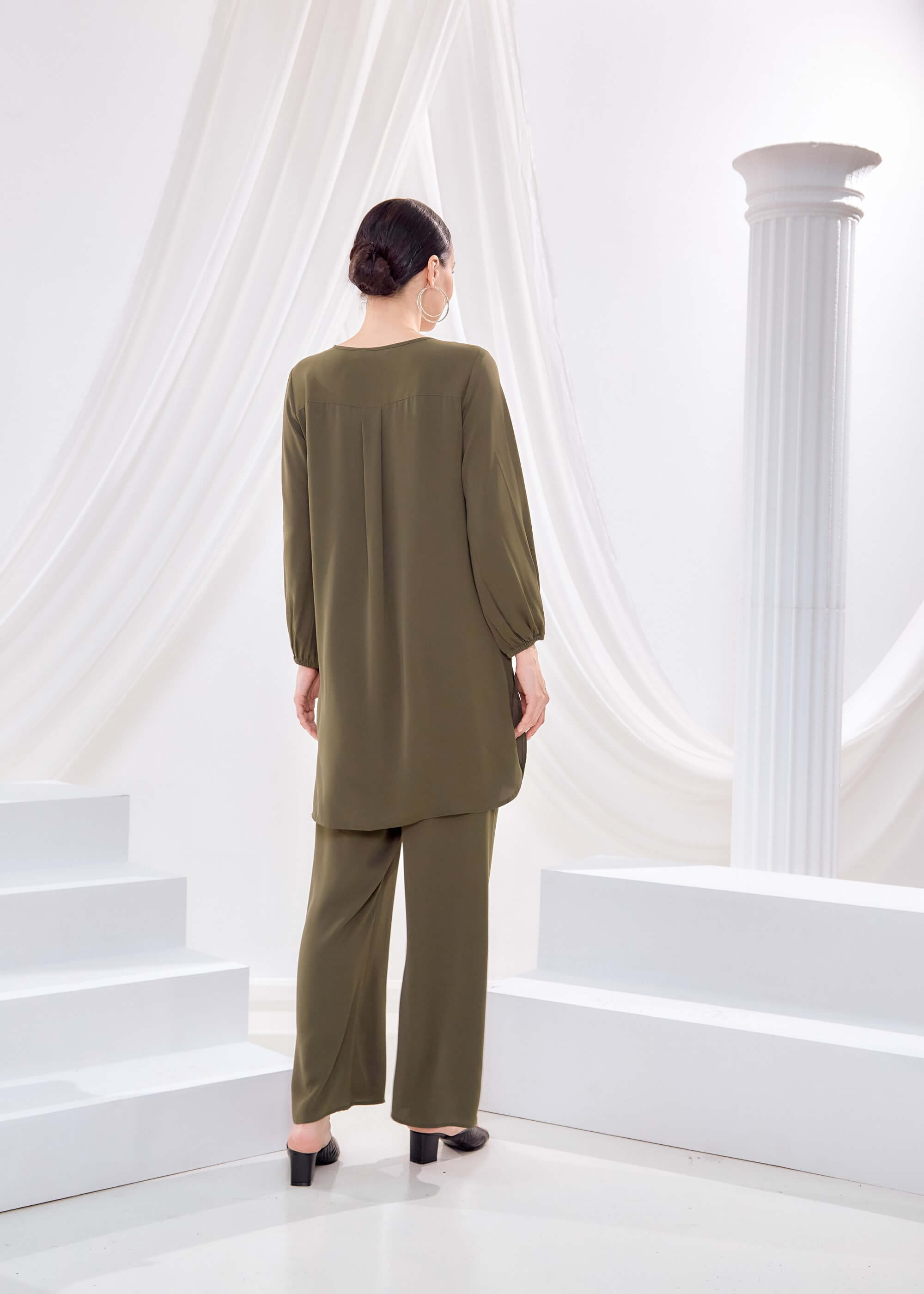 Loffa Olive Green Blouse & Pants (Suit) (2)