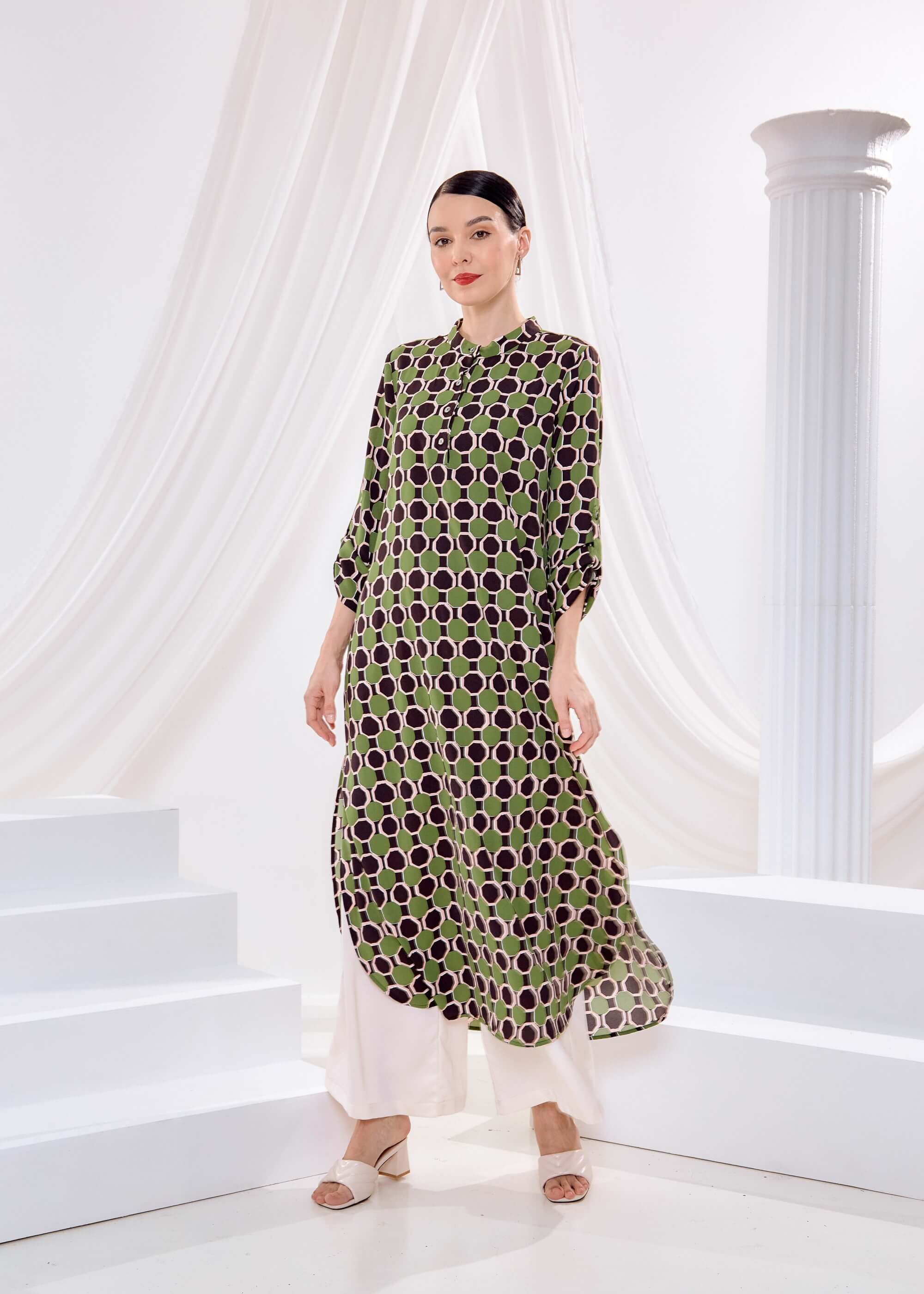 Maria Green Graphic Printed Dress