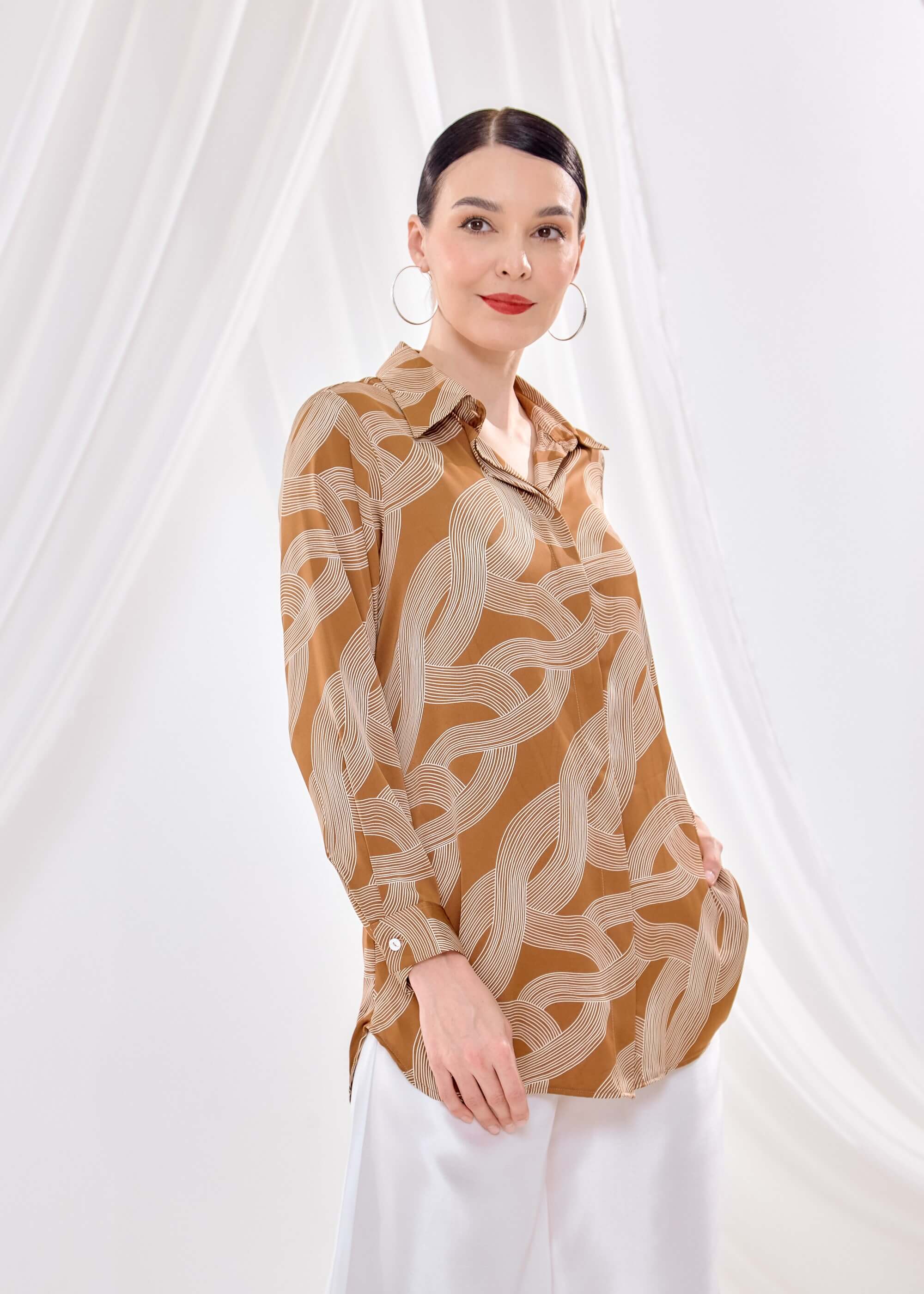 Naomi Mustard Printed Shirt Blouse (3)