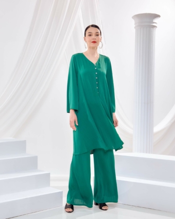 Zura Green Long Blouse & Pants (Suit)