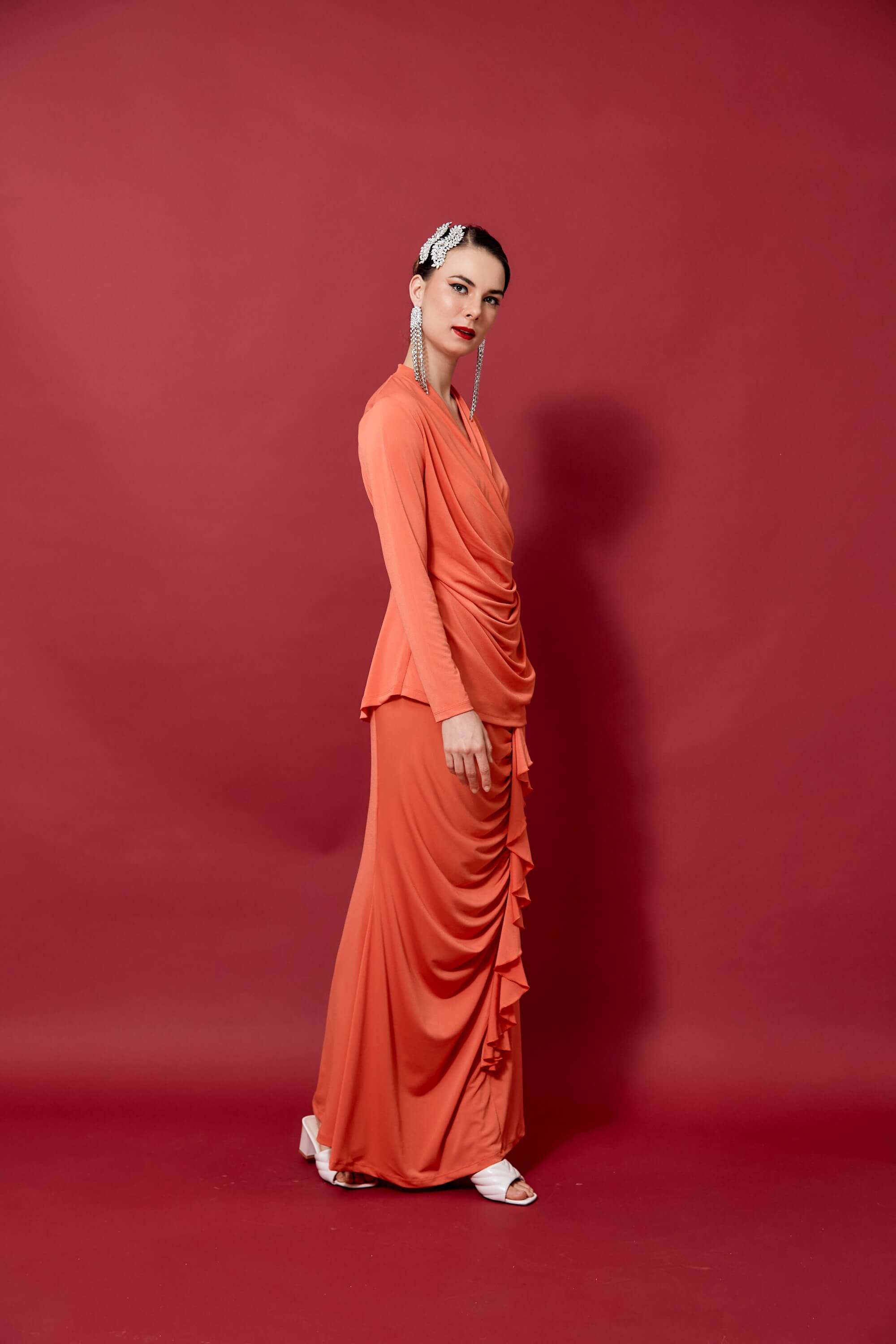 Natasya Orange Blouse & Skirt Set (2)