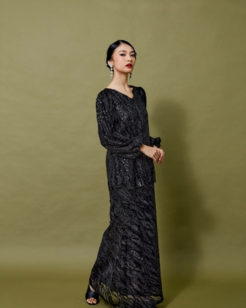 Neeta Black Sequin Blouse & Skirt Set