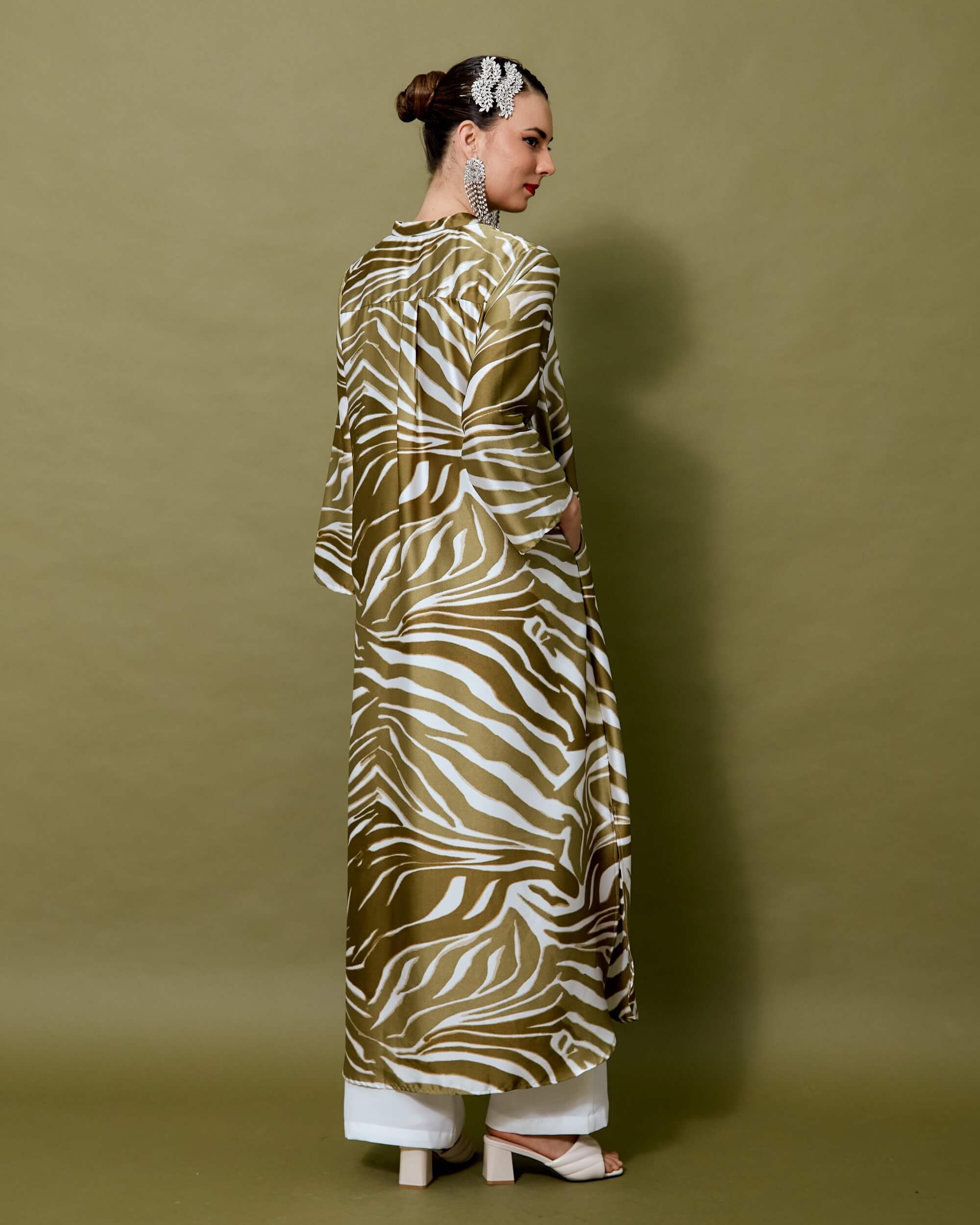 Marisa Olive Green Batik Printed Dress (3)