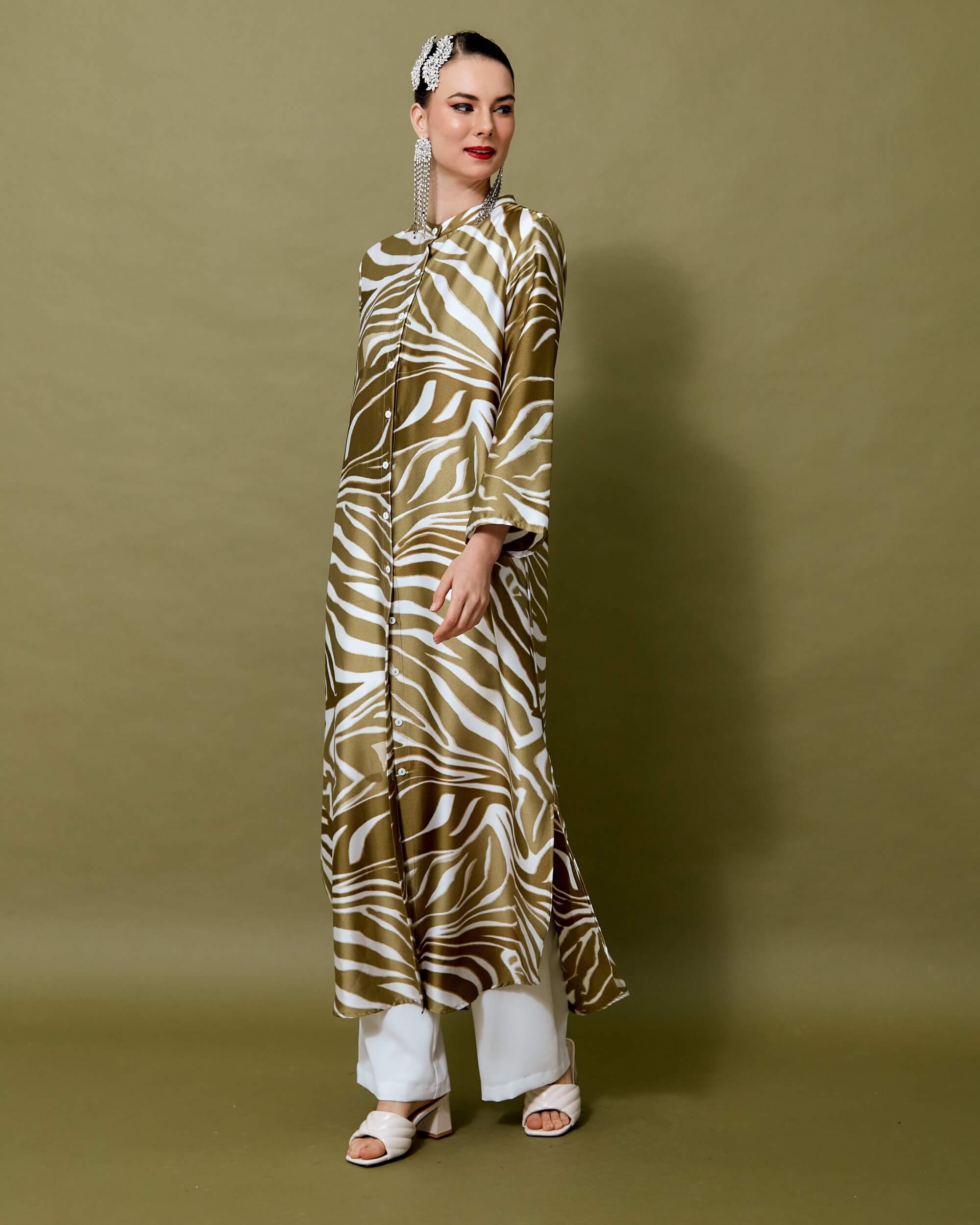 Marisa Olive Green Batik Printed Dress (4)