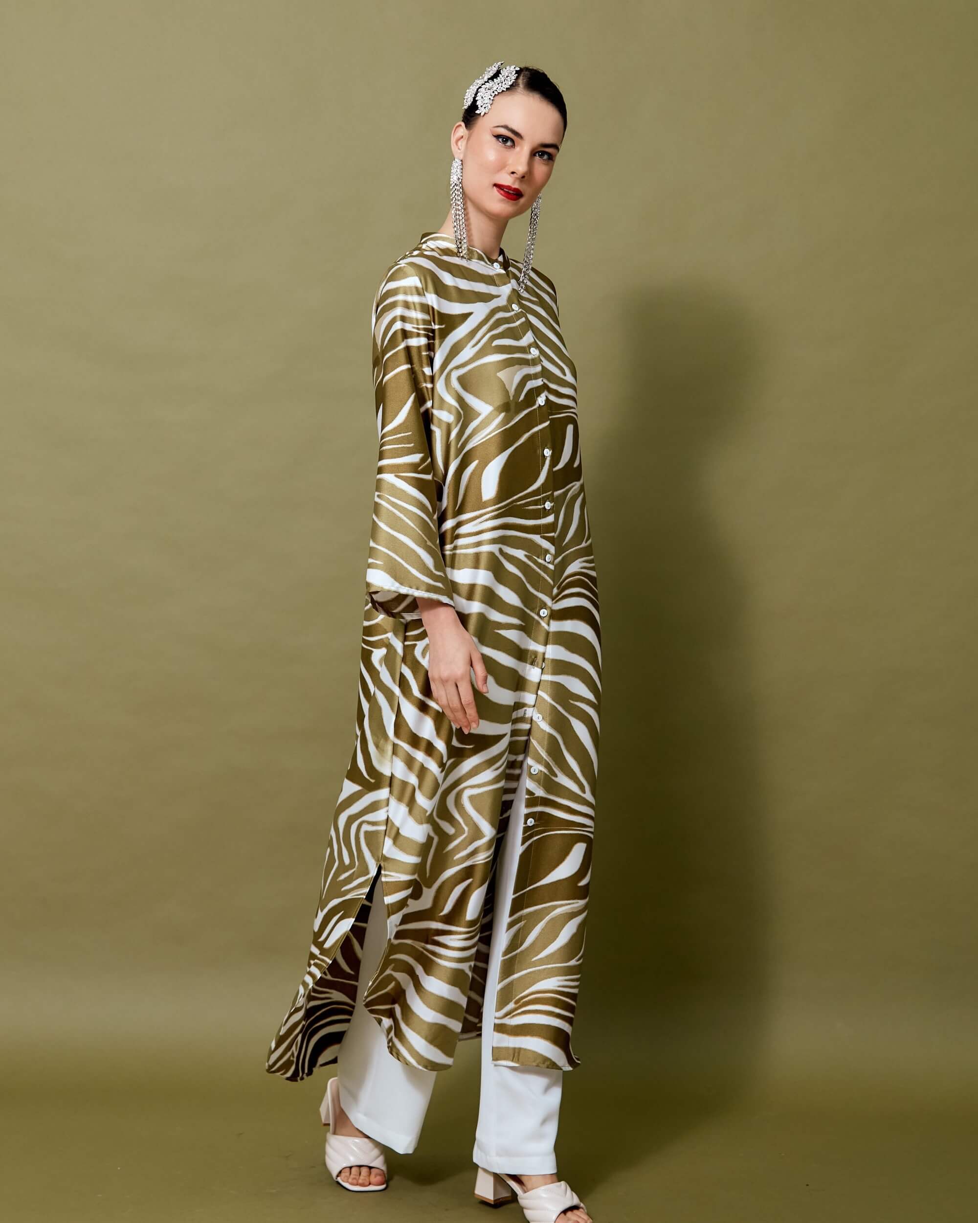 Marisa Olive Green Batik Printed Dress (5)